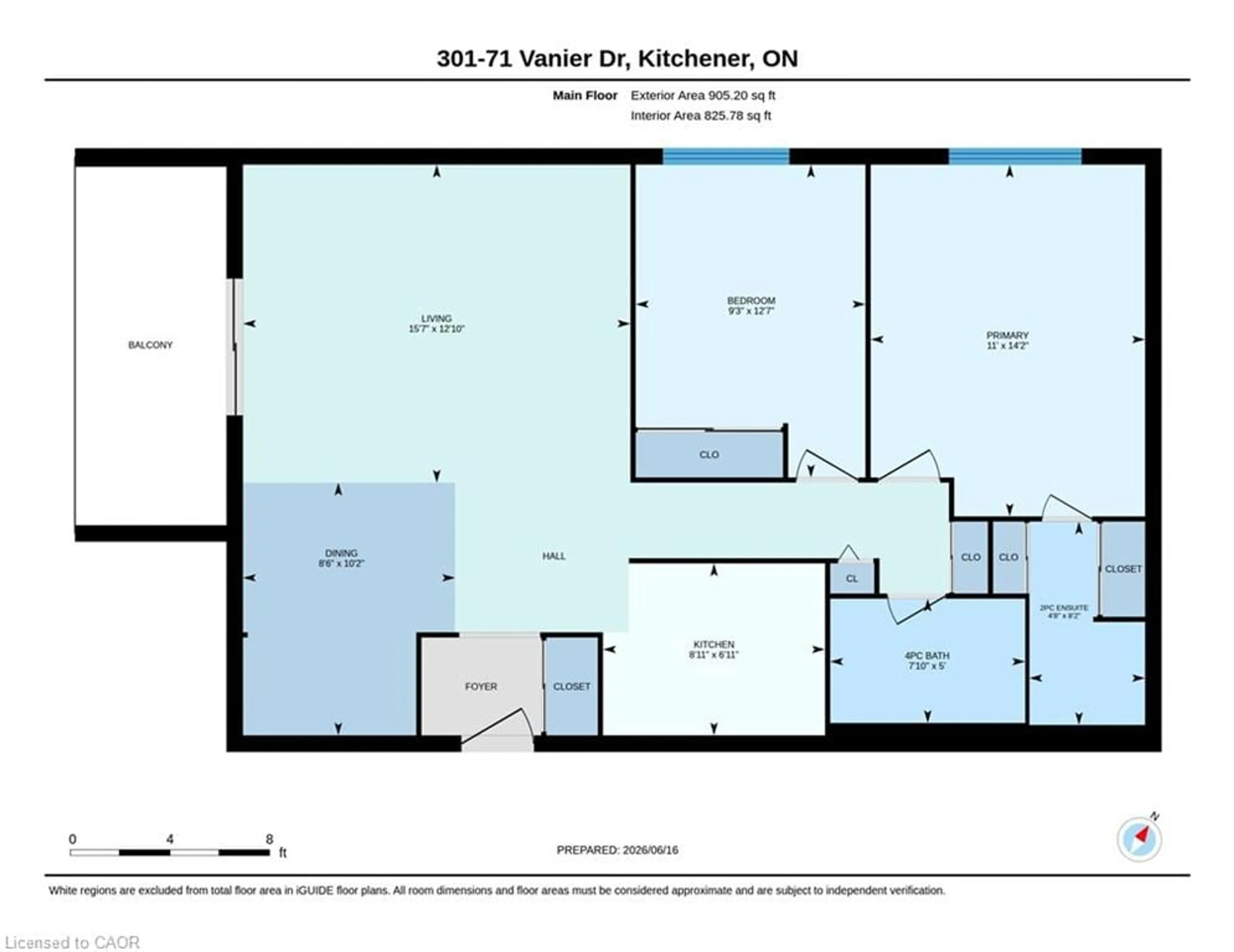 Floor plan for 71 Vanier Dr #301, Kitchener Ontario N2C 1J4
