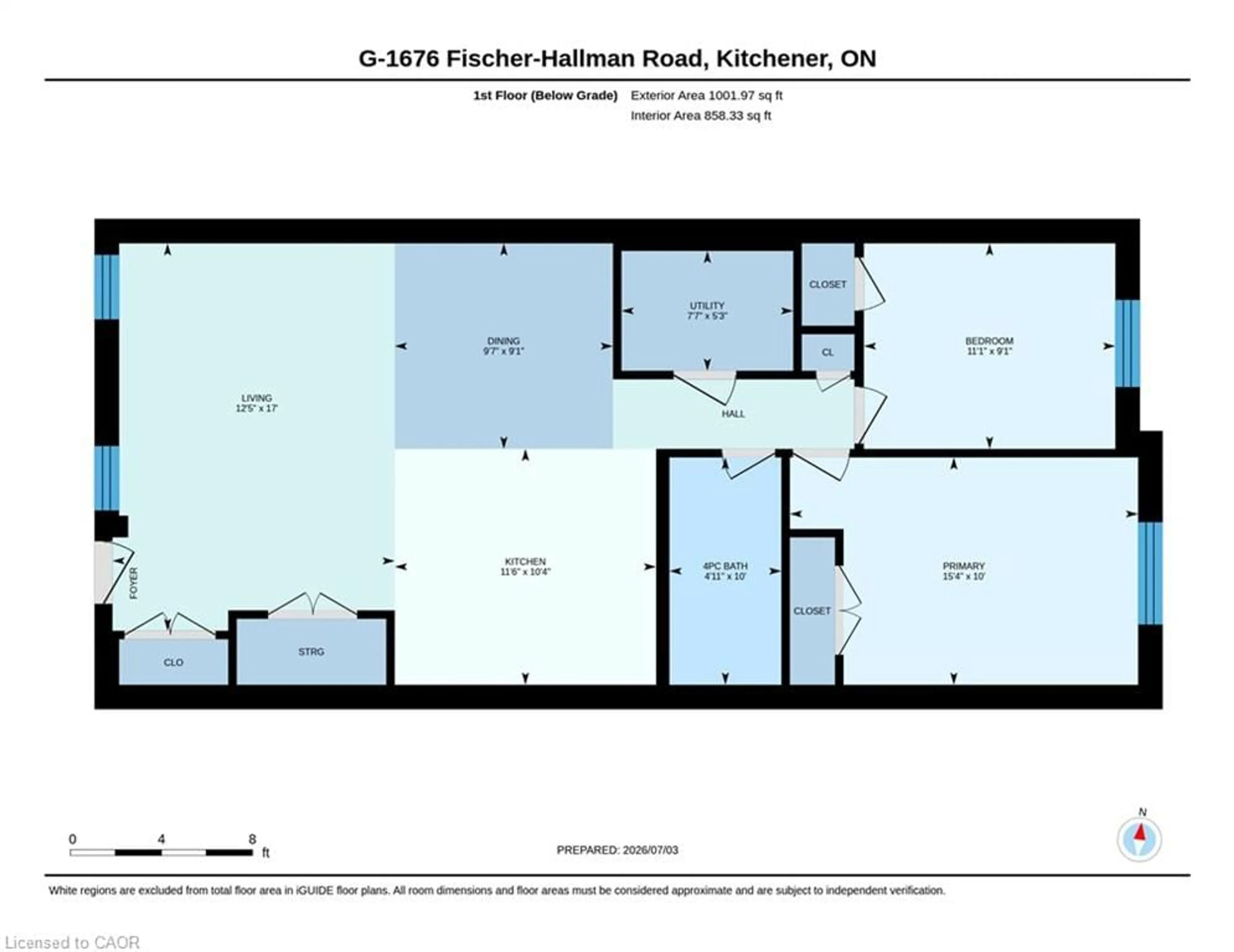 Floor plan for 1676 Fischer Hallman Rd #G, Kitchener Ontario N2R 0H9