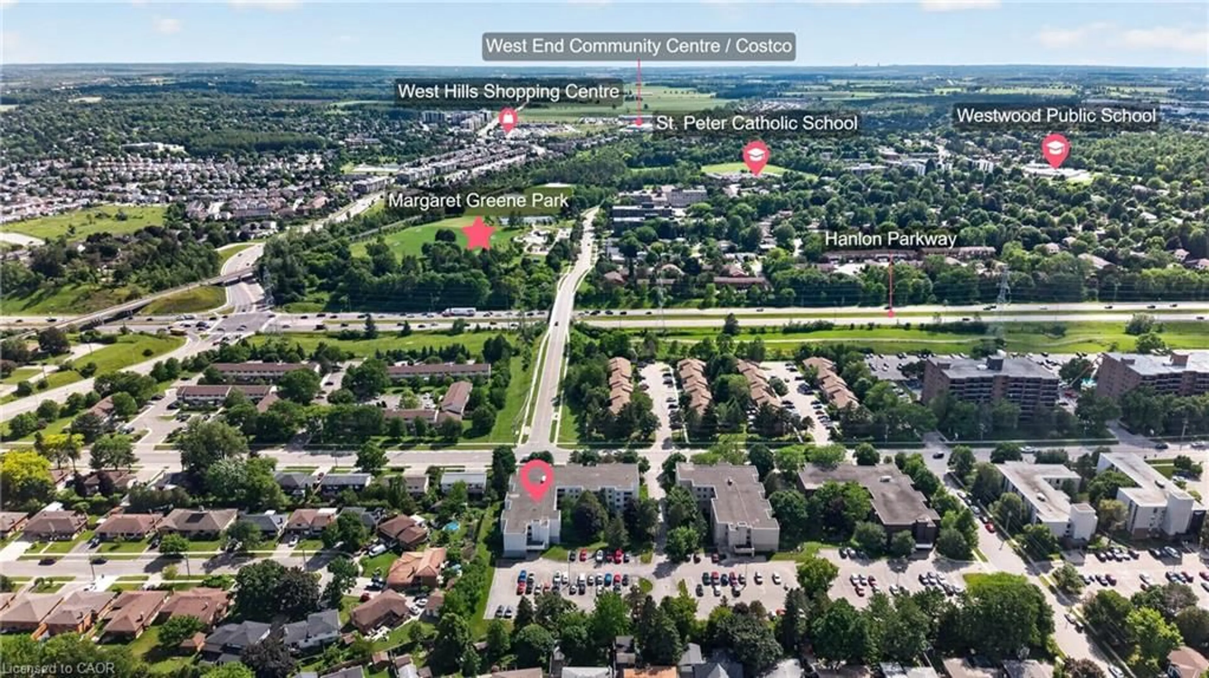 A pic from outside/outdoor area/front of a property/back of a property/a pic from drone, street for 65 Silvercreek Pky #401, Guelph Ontario N1H 7R9