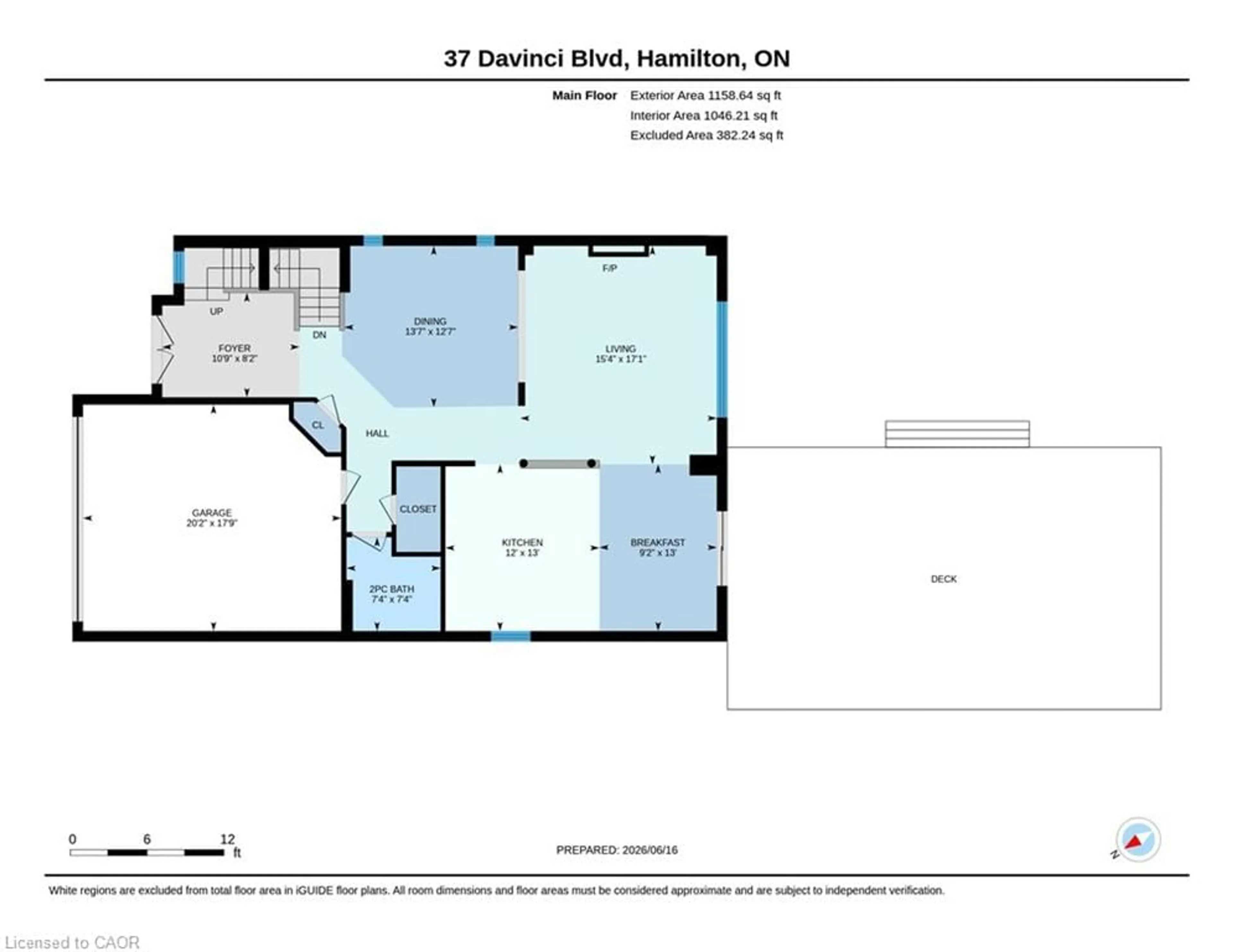 Floor plan for 37 Davinci Blvd, Hamilton Ontario L9B 0C5