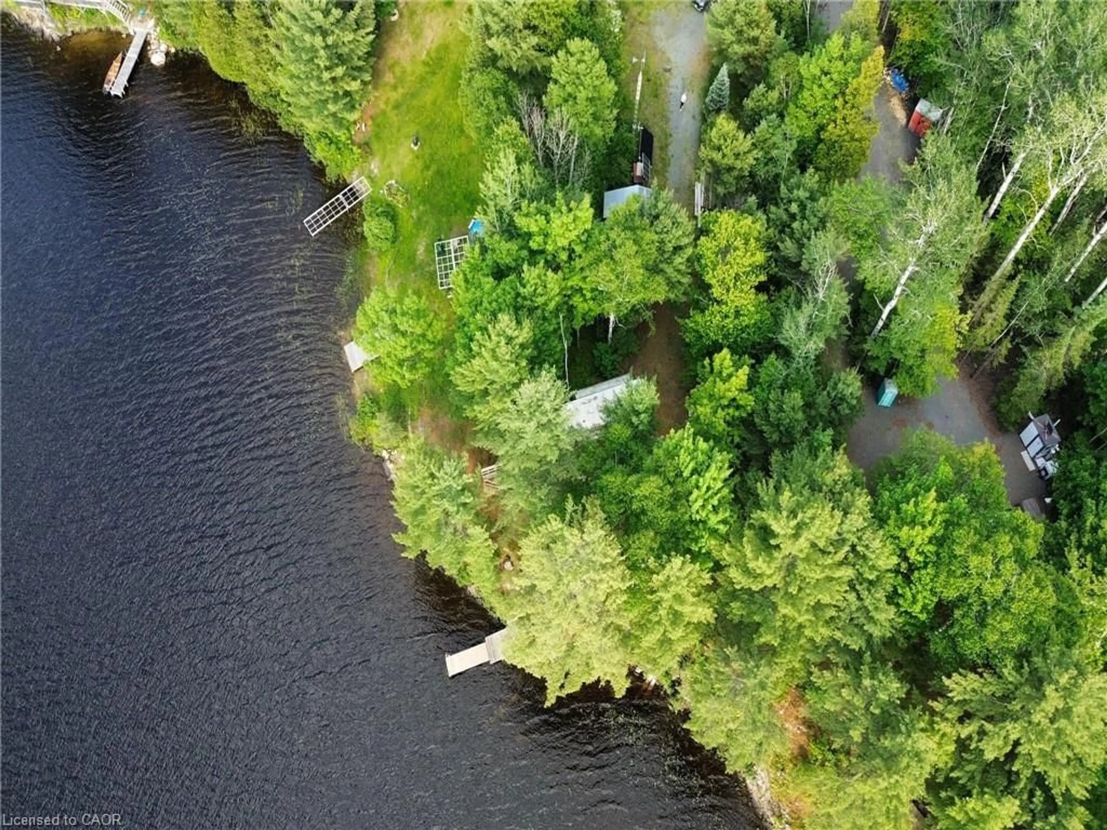 A pic from outside/outdoor area/front of a property/back of a property/a pic from drone, water/lake/river/ocean view for 1167 Wagoosh Lake Rd, SPRAGGE Ontario P0R 1K0
