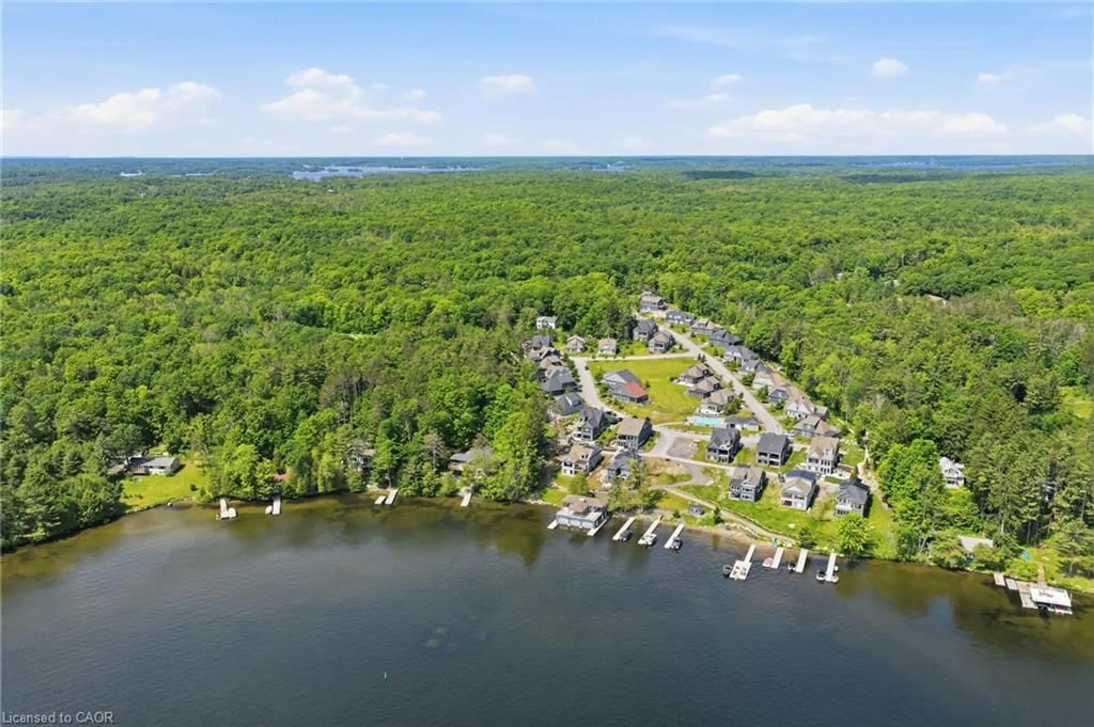 A pic from outside/outdoor area/front of a property/back of a property/a pic from drone, water/lake/river/ocean view for 2054 Peninsula Rd #43, Minett Ontario P0B 1G0