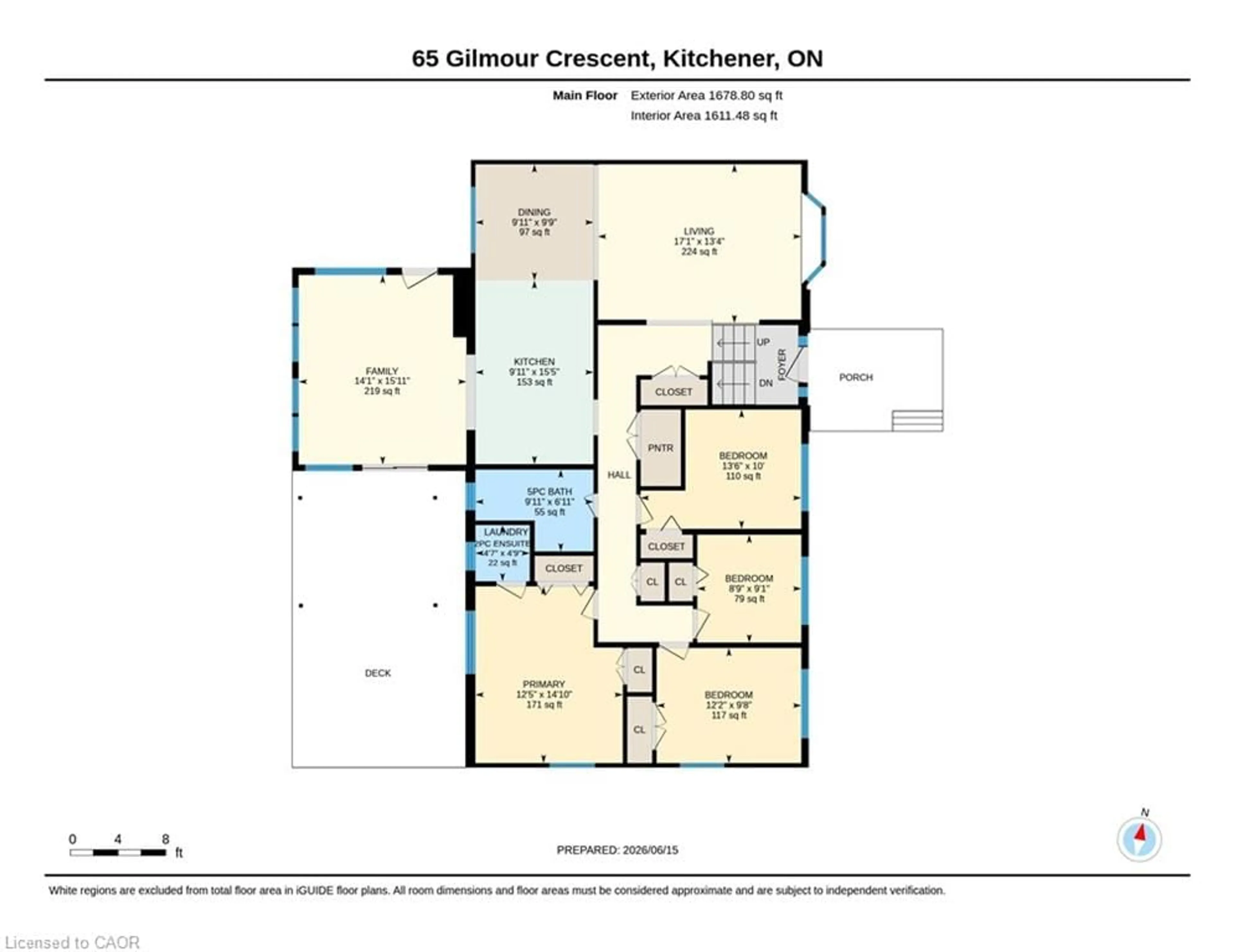 Floor plan for 65 Gilmour Cres, Kitchener Ontario N2M 4N5