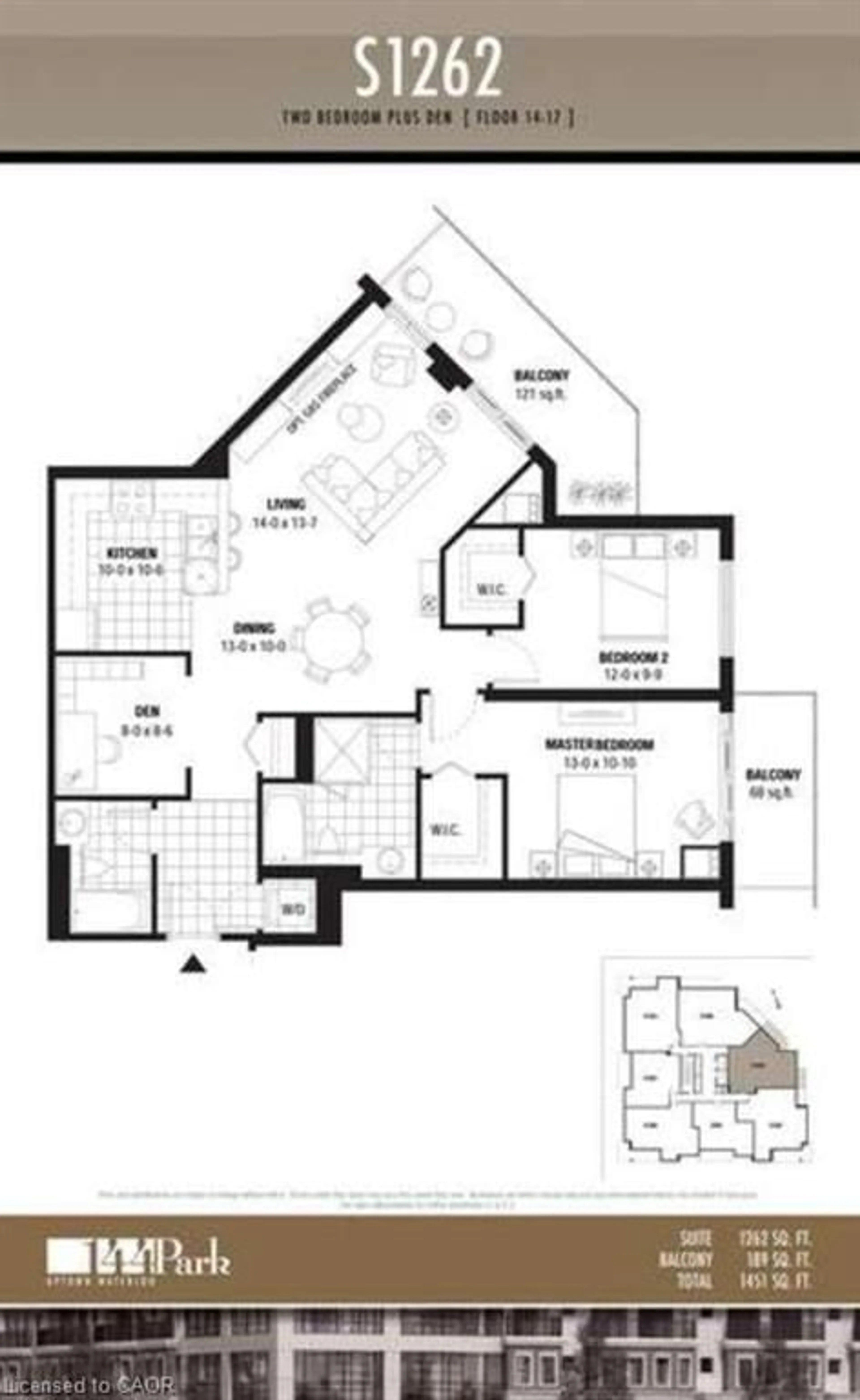 Floor plan for 144 Park St #1807, Waterloo Ontario N2L 0B6