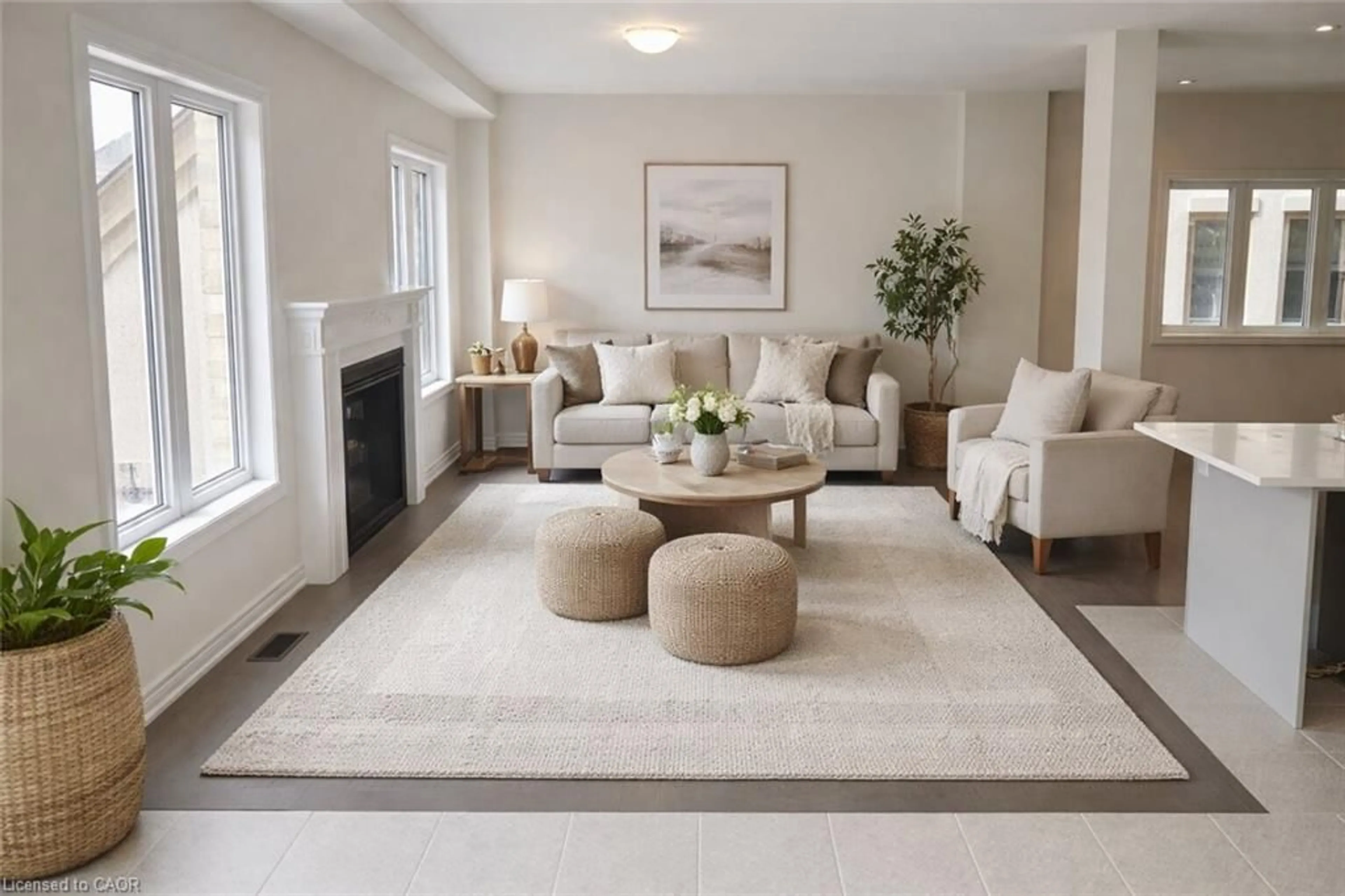 Living room with furniture, ceramic/tile floor for 3938 Koenig Rd, Burlington Ontario L7M 0Z8