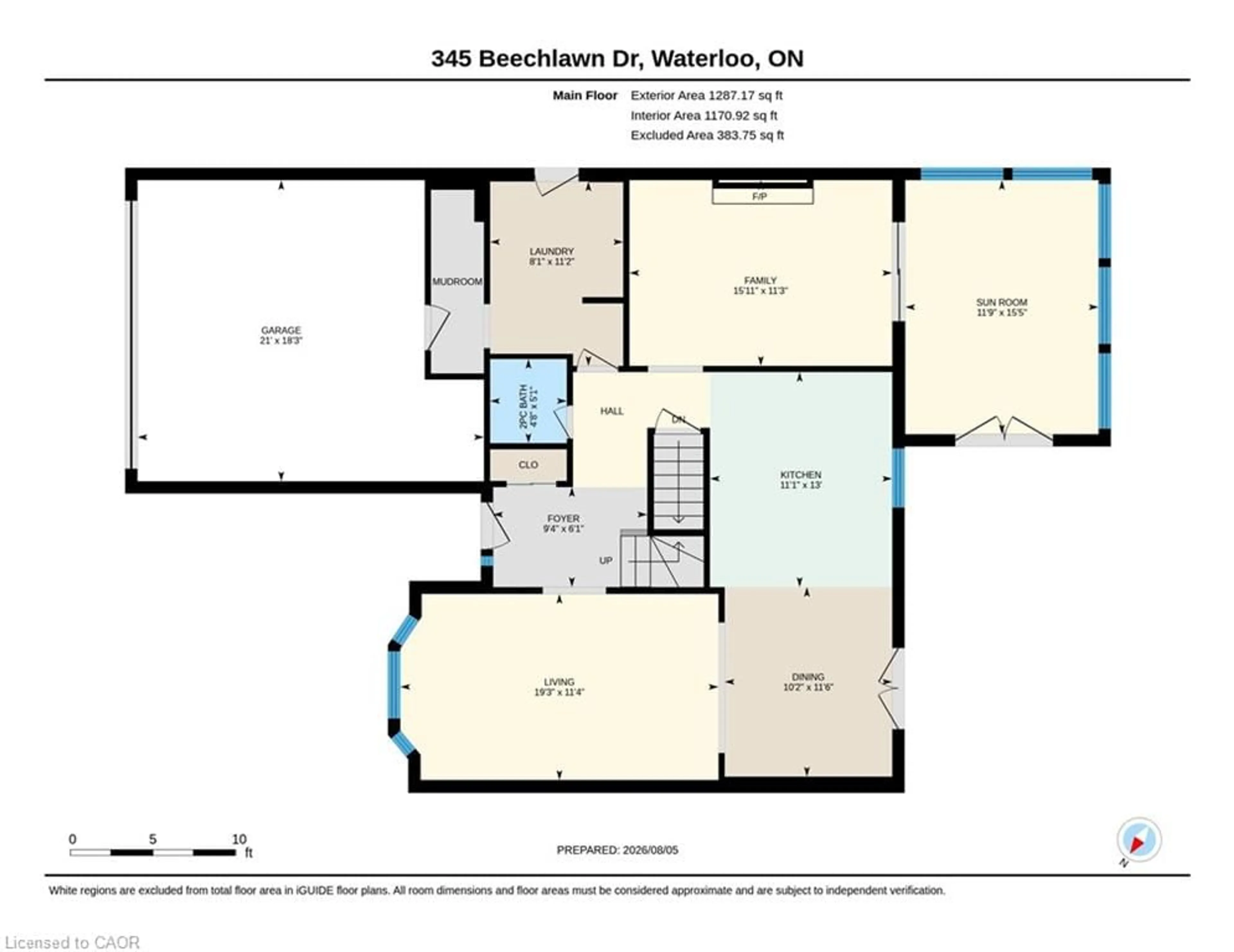 Floor plan for 345 Beechlawn Dr, Waterloo Ontario N2L 5L8
