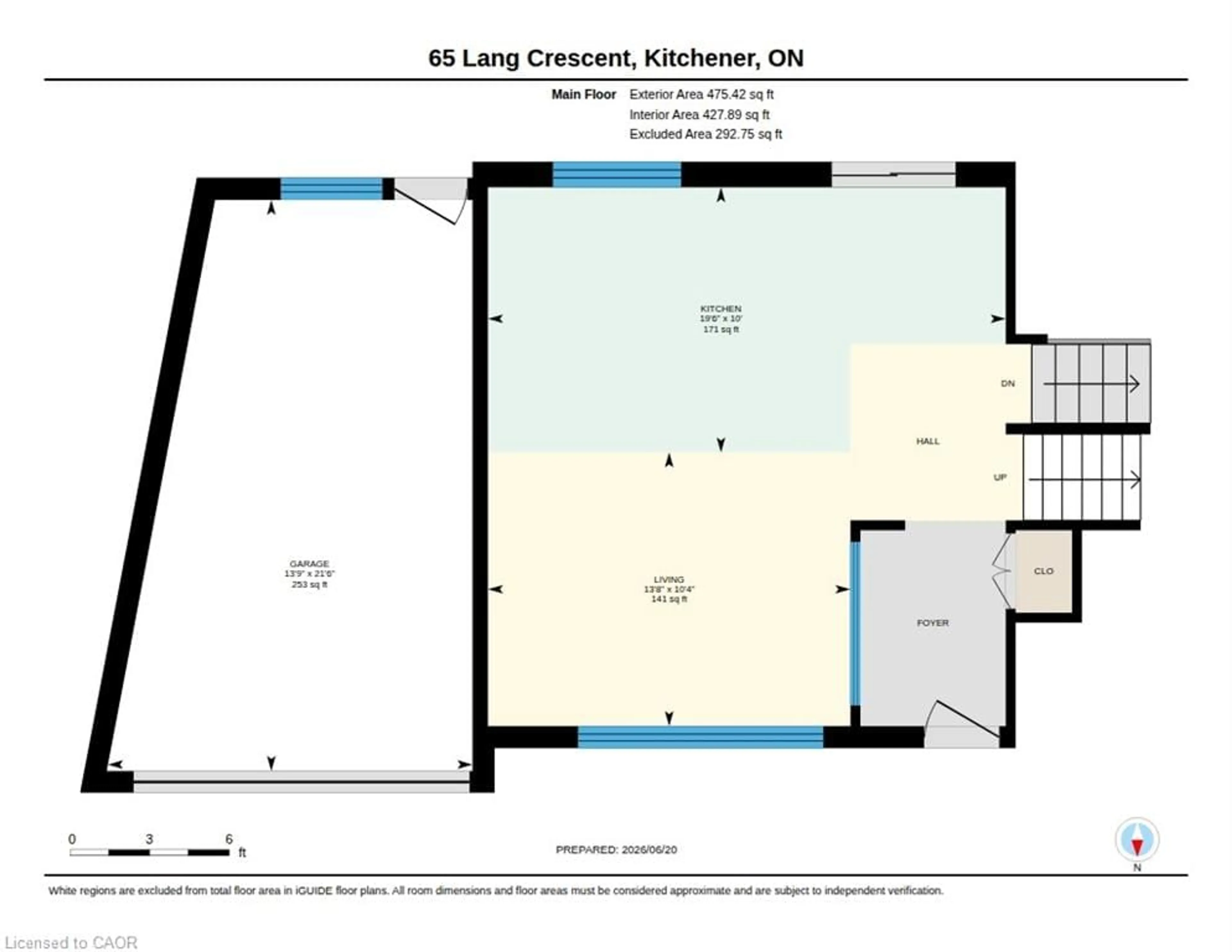 Floor plan for 65 Lang Cres, Waterloo Ontario N2K 1P4