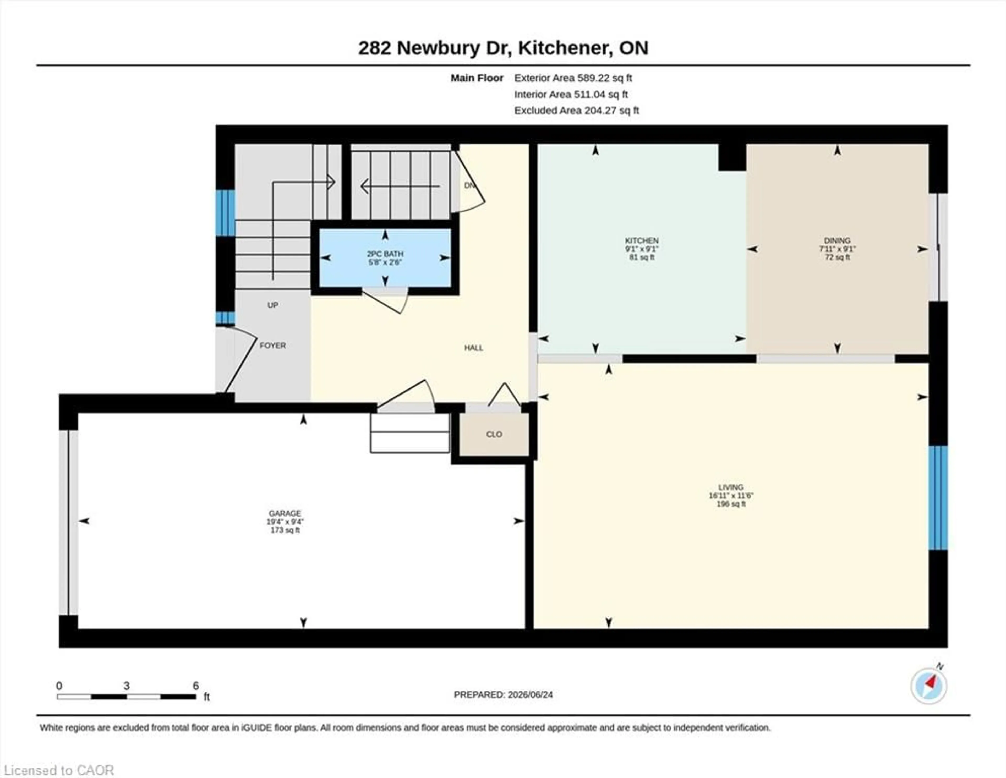 Floor plan for 282 Newbury Dr, Kitchener Ontario N2N 3A3