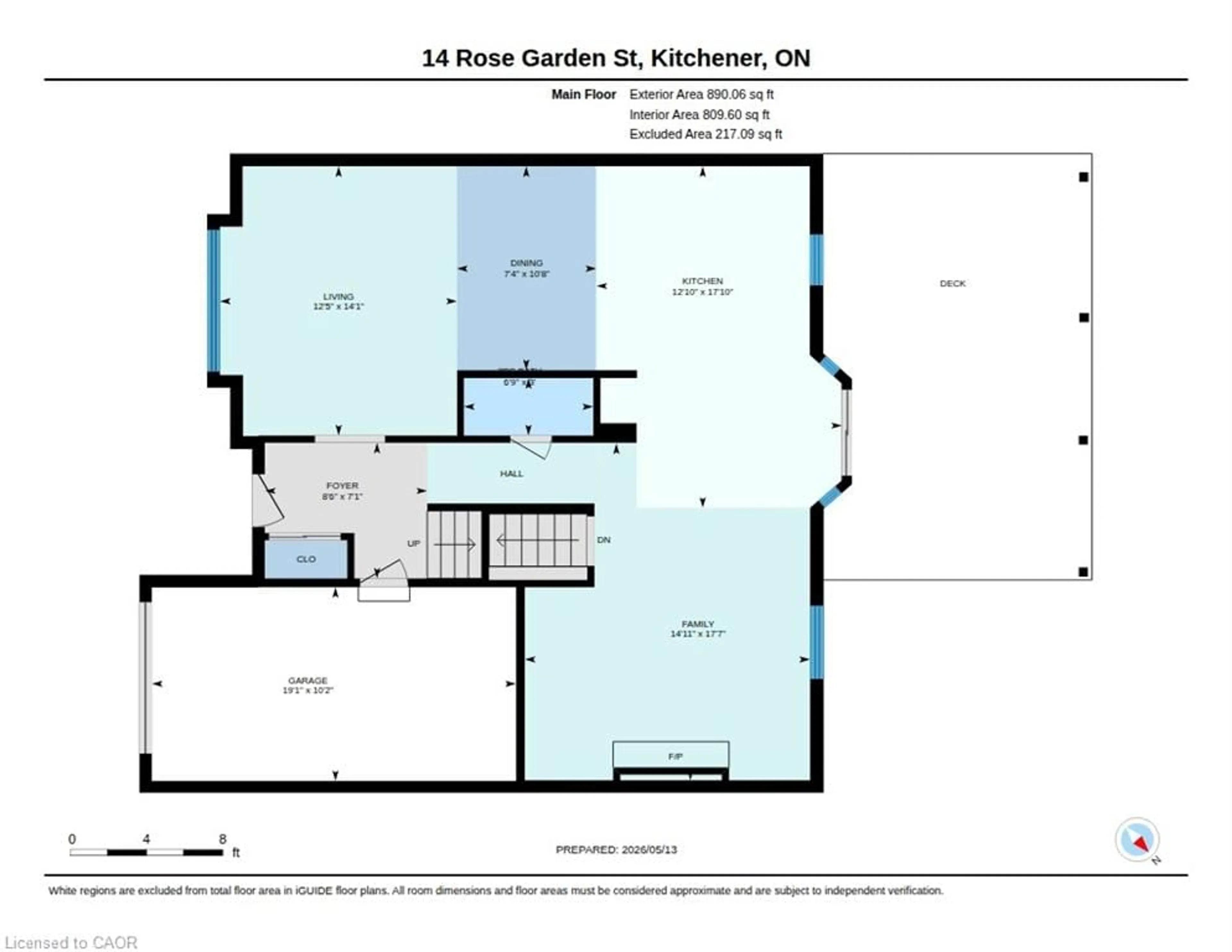 Floor plan for 14 Rose Garden St, Kitchener Ontario N2B 3T1
