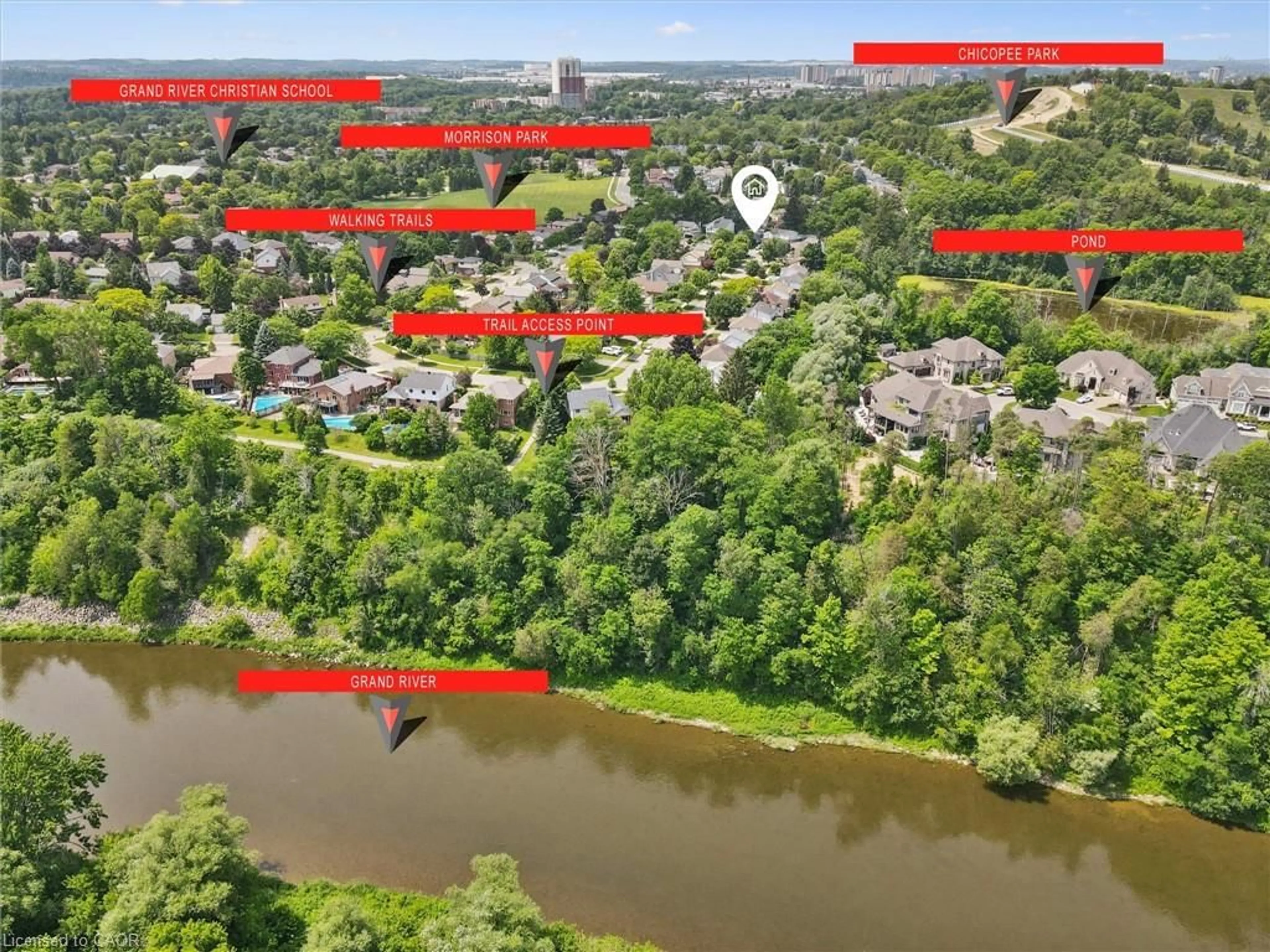 A pic from outside/outdoor area/front of a property/back of a property/a pic from drone, water/lake/river/ocean view for 16 Manitoulin Cres, Kitchener Ontario N2A 3J4