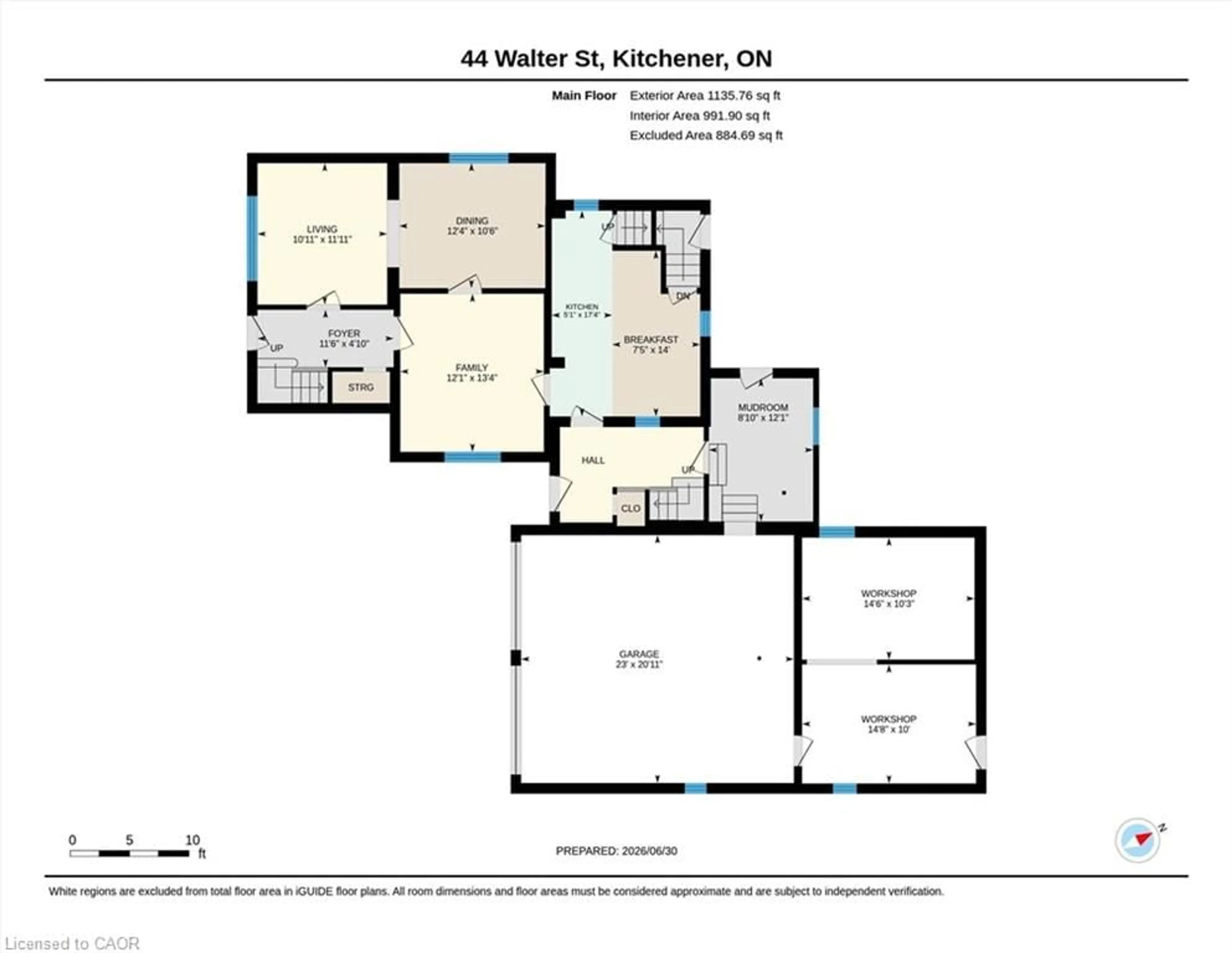 Floor plan for 44 Walter St, Kitchener Ontario N2G 1S1