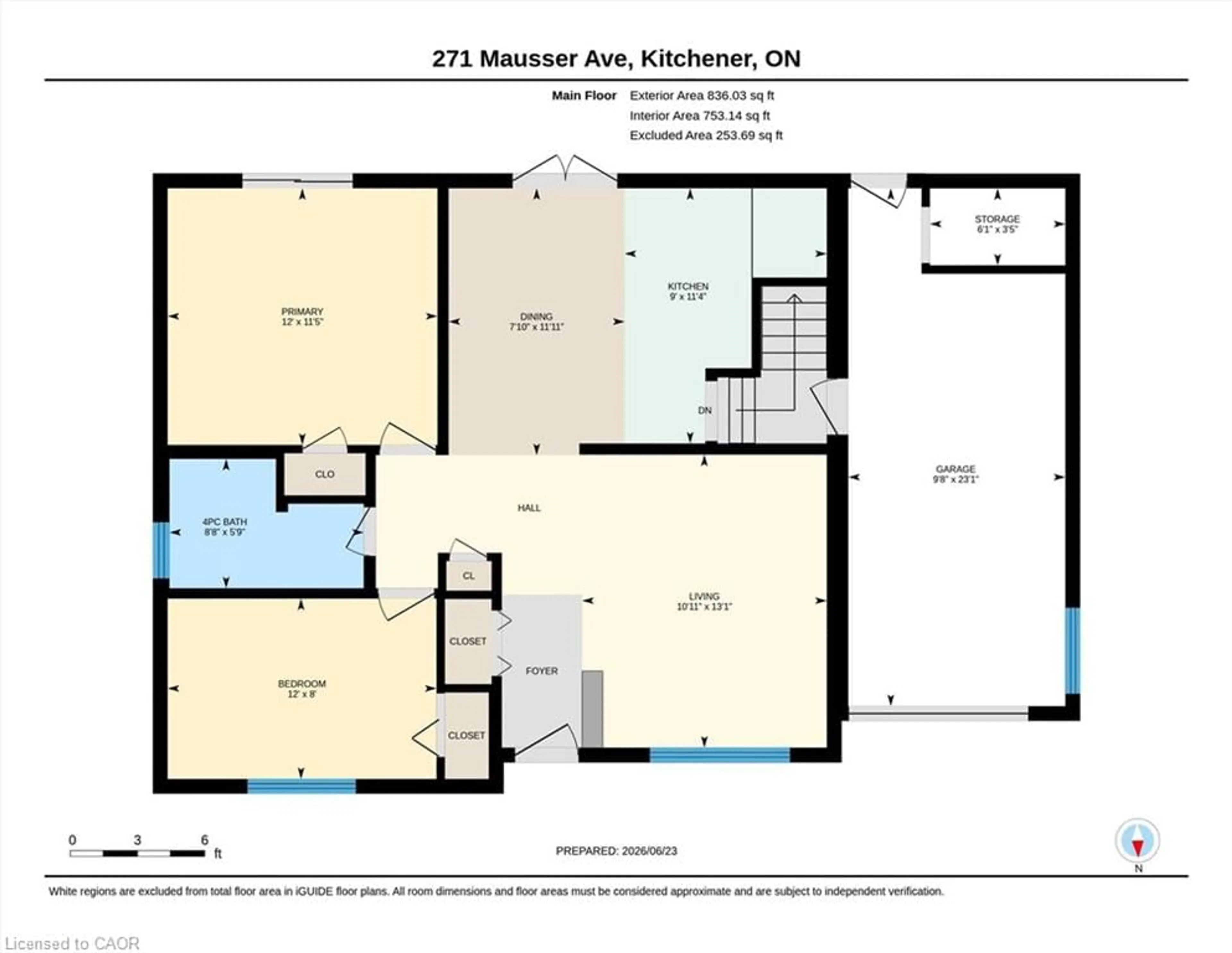 Floor plan for 271 Mausser Ave, Kitchener Ontario N2M 3L2