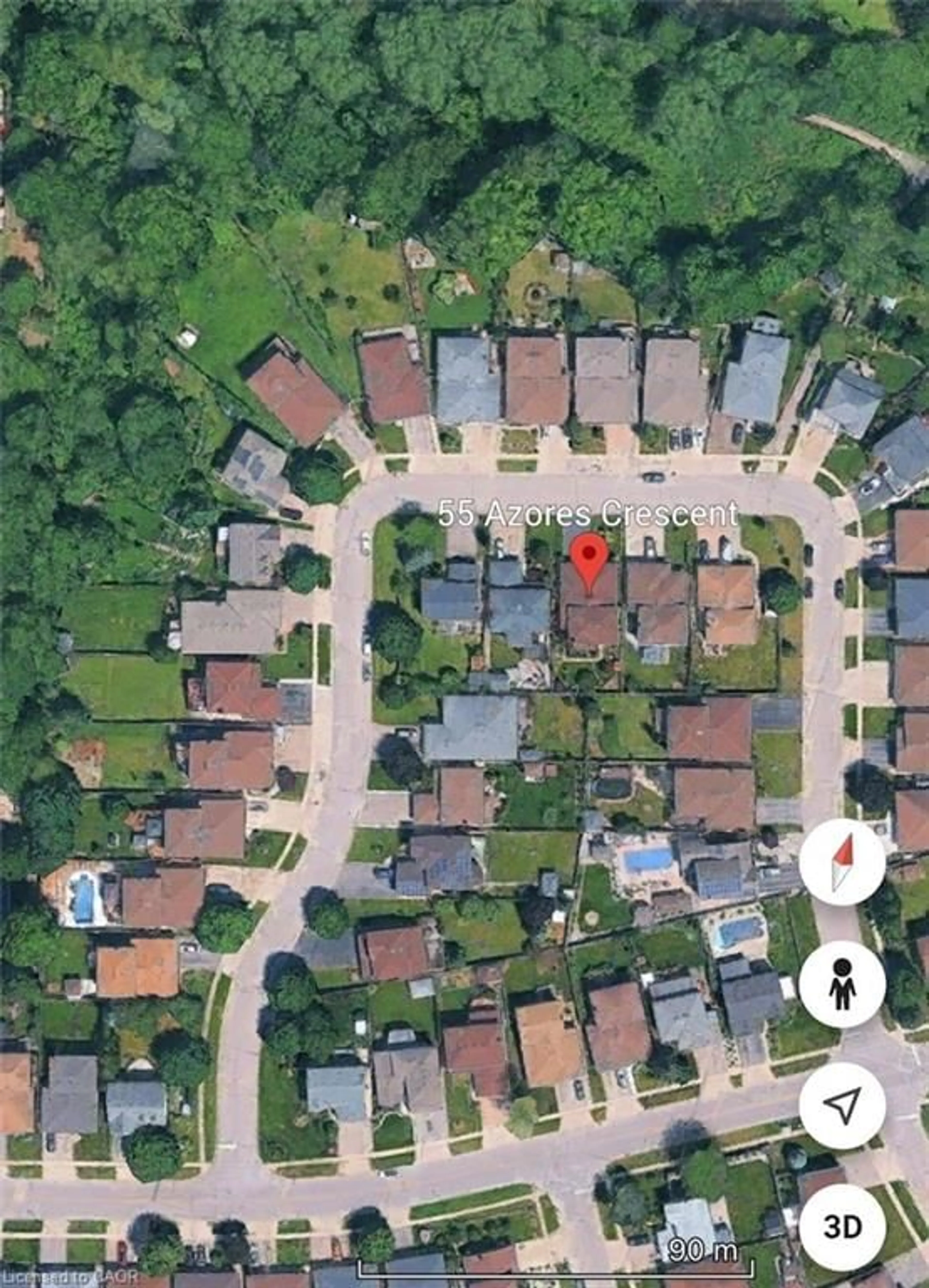 A pic from outside/outdoor area/front of a property/back of a property/a pic from drone, street for 55 Azores Cres, Cambridge Ontario N1R 7Z5