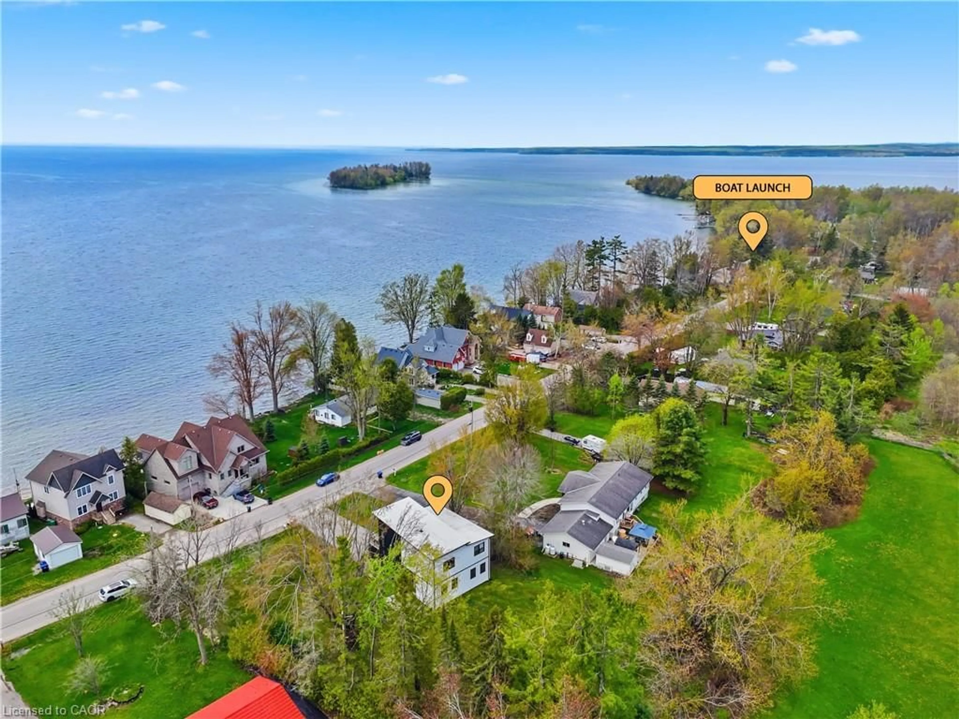 A pic from outside/outdoor area/front of a property/back of a property/a pic from drone, water/lake/river/ocean view for 4642 Anderson Ave, Ramara Ontario L3V 6H7
