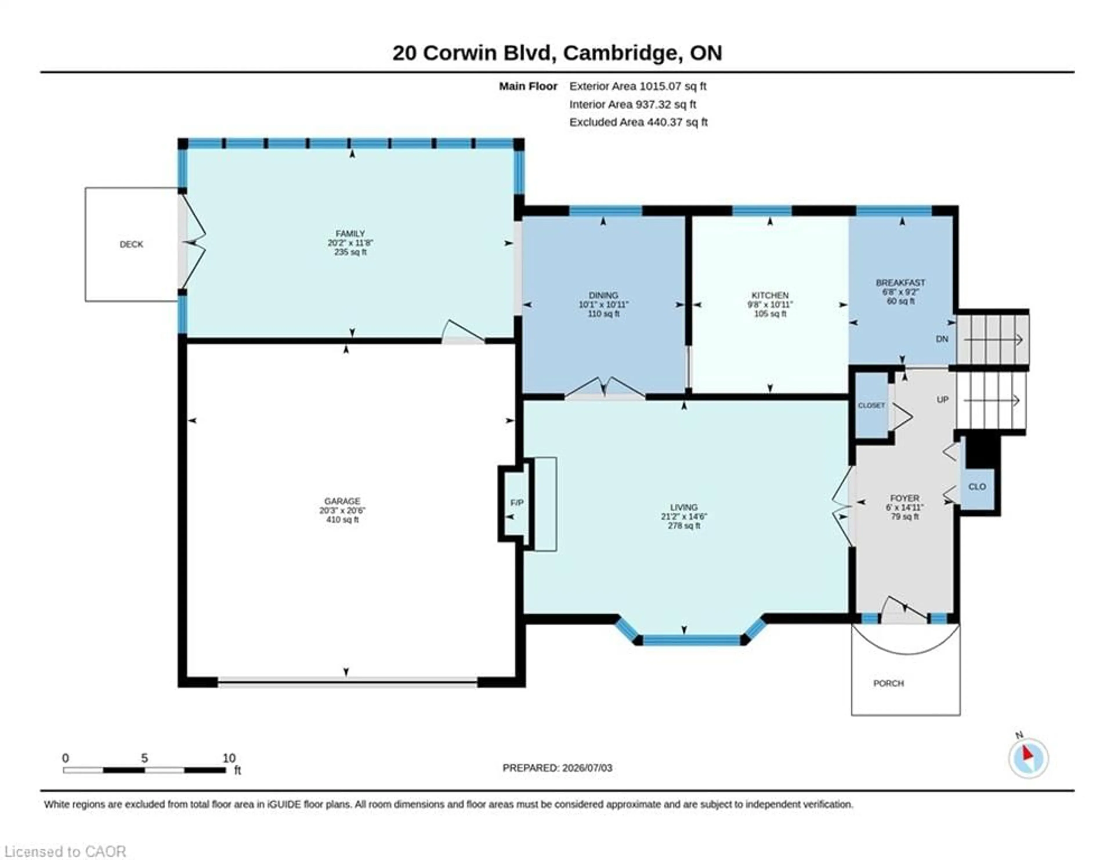Floor plan for 20 Corwin Blvd, Cambridge Ontario N1S 3L3
