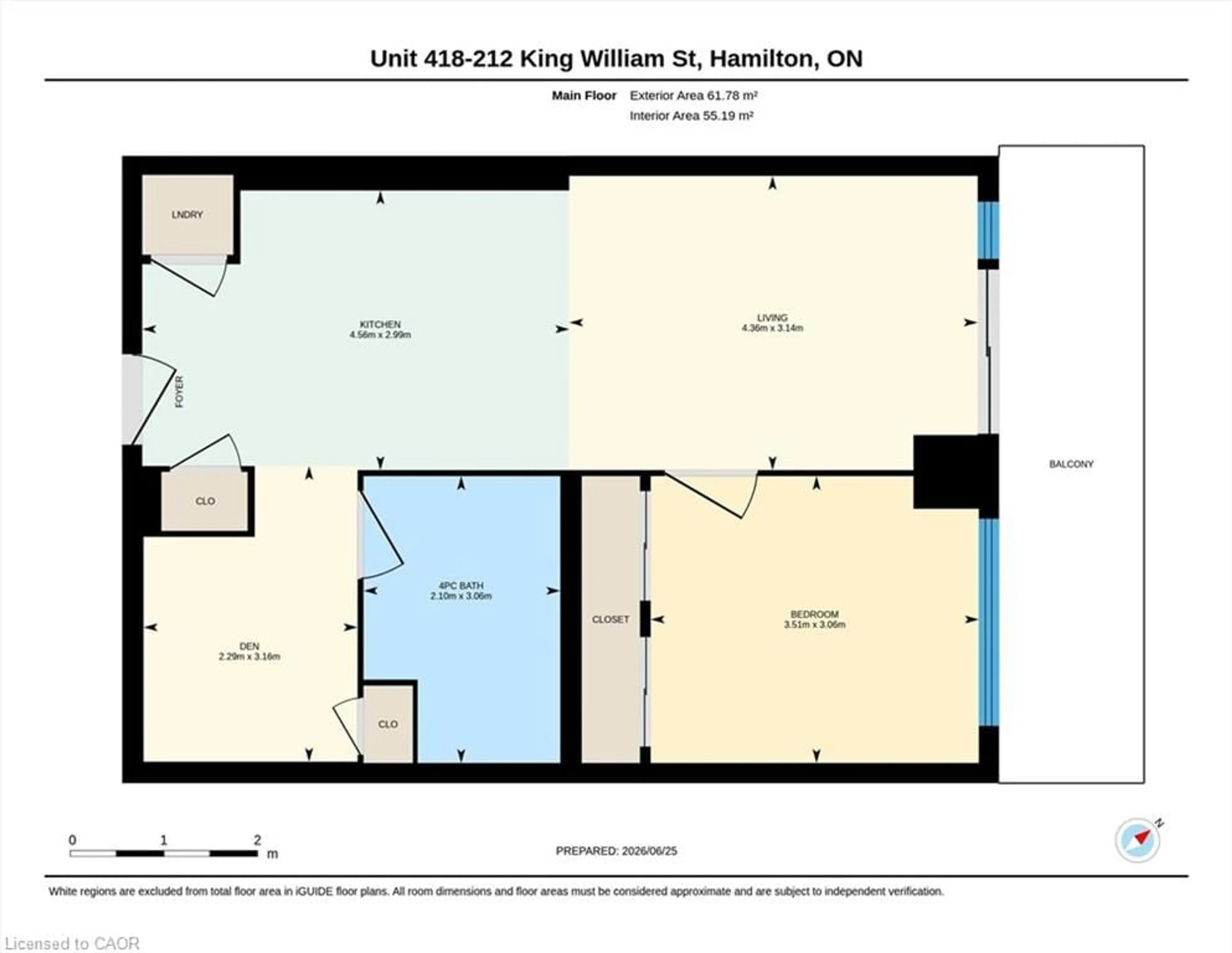Floor plan for 212 King William St #418, Hamilton Ontario L8N 1B5