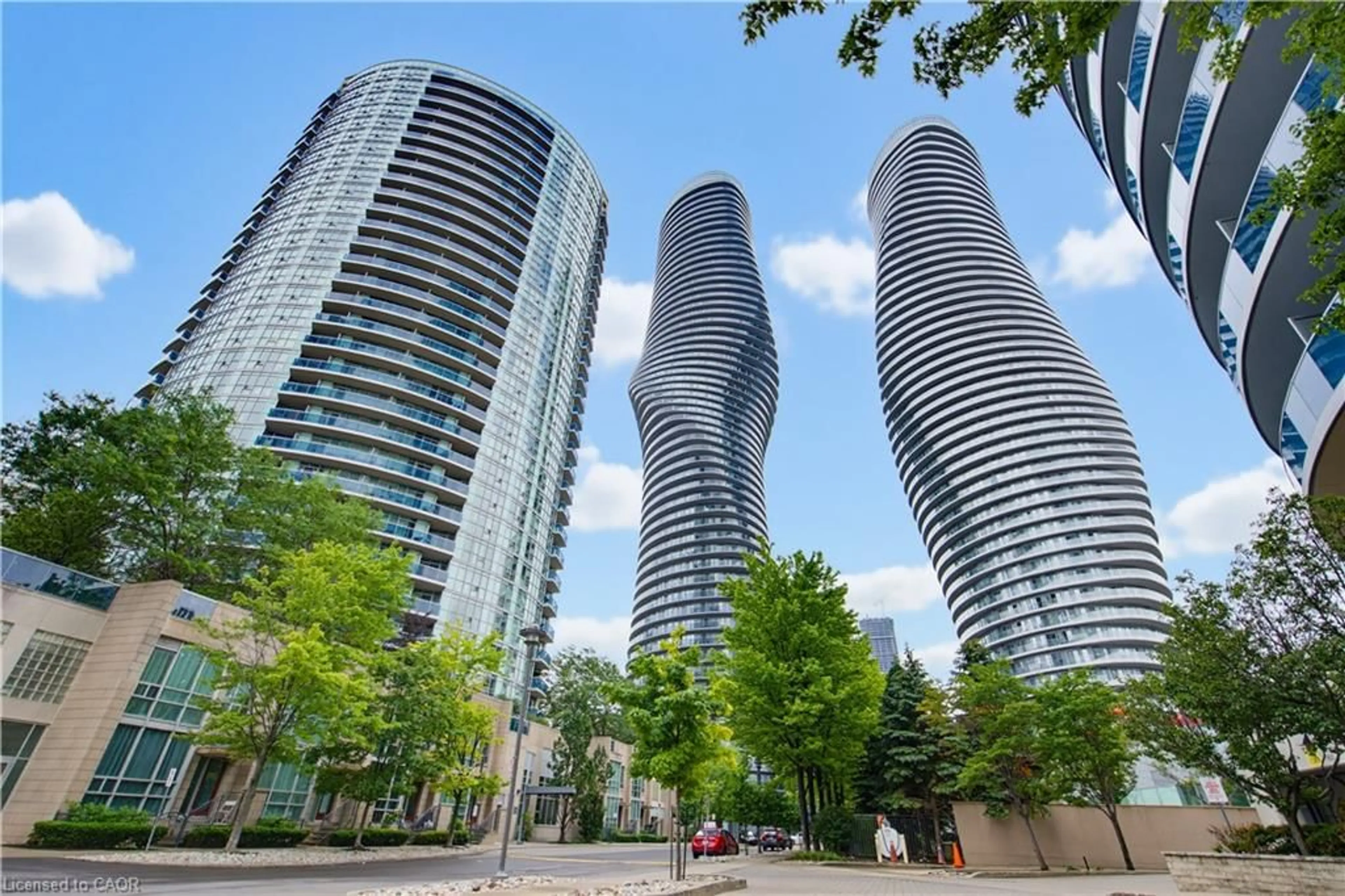 Patio, city buildings view from balcony for 80 Absolute Ave, Mississauga Ontario L4Z 0A5