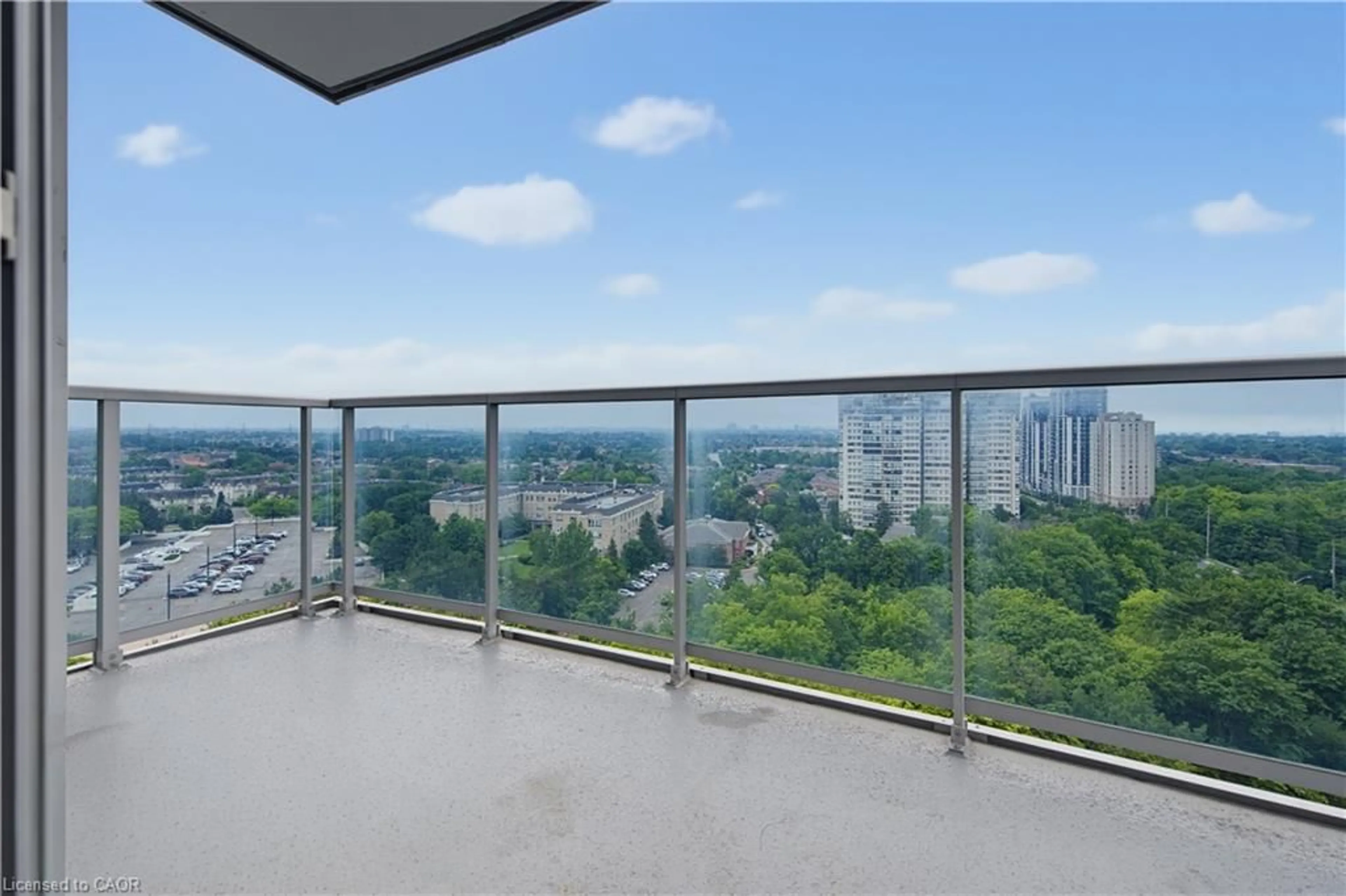 Balcony in the apartment, city buildings view from balcony for 80 Absolute Ave, Mississauga Ontario L4Z 0A5