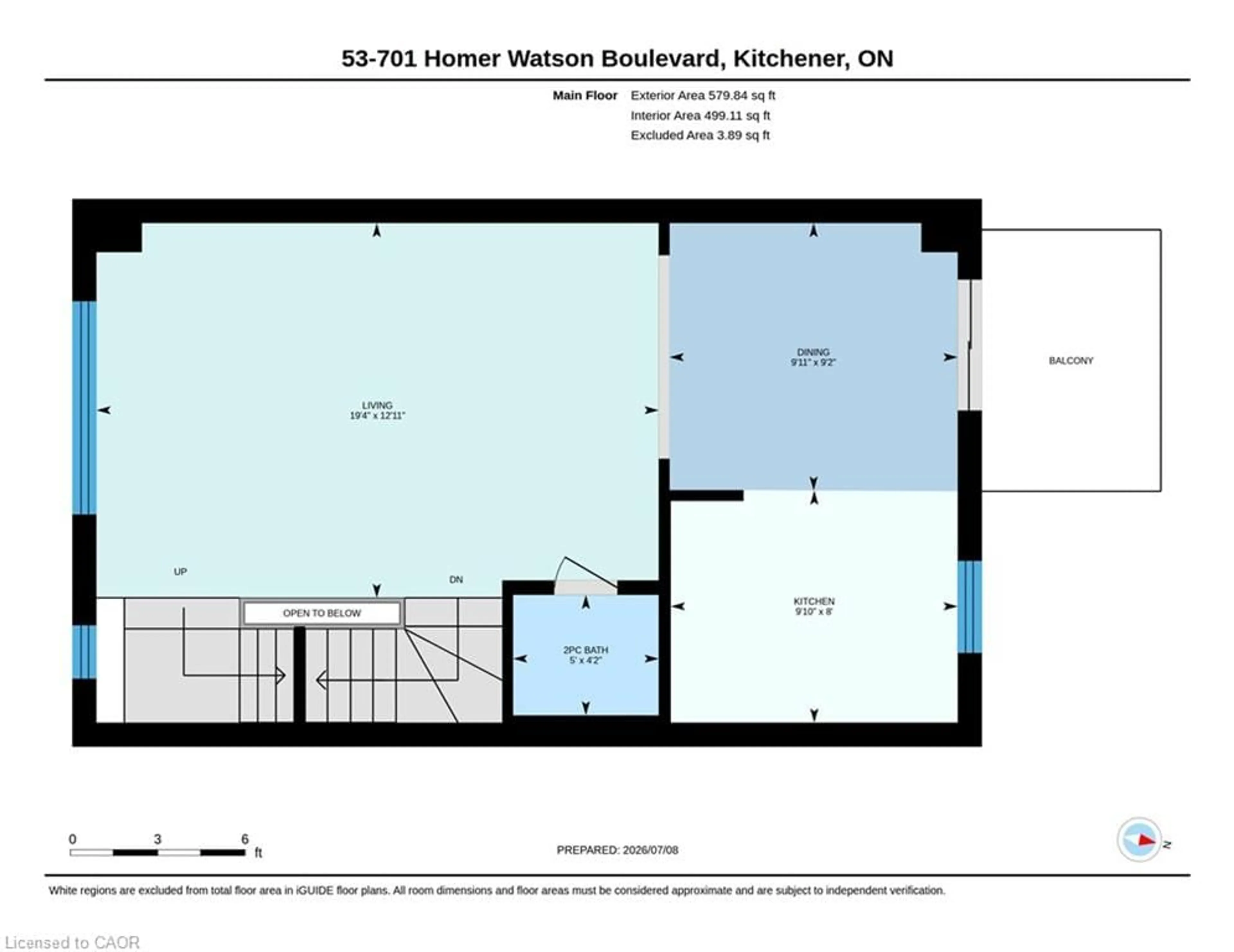 Floor plan for 701 Homer Watson Blvd #53, Kitchener Ontario N2C 0B5