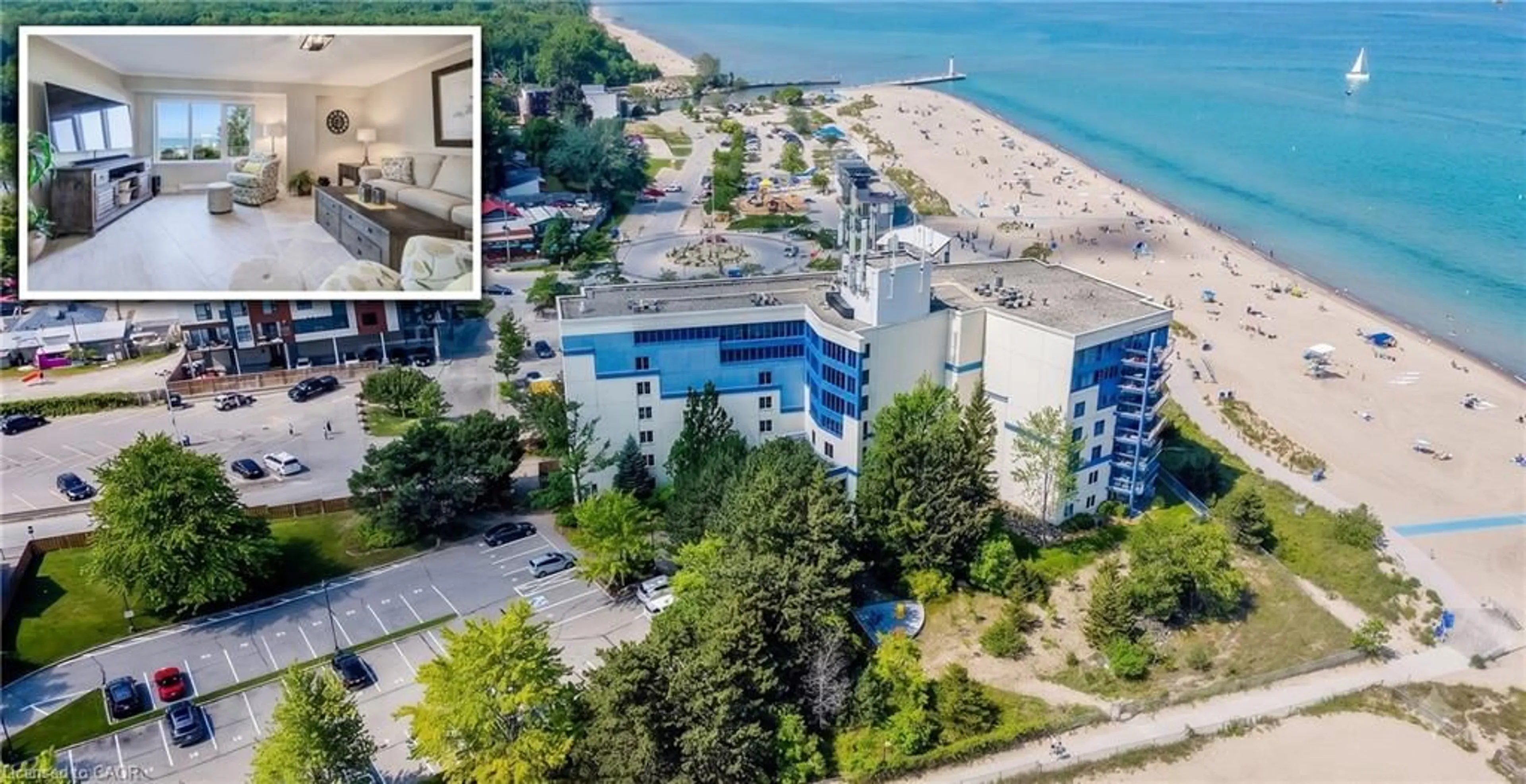 A pic from outside/outdoor area/front of a property/back of a property/a pic from drone, unknown for 9 Pine St #102, Grand Bend Ontario N0M 1T0