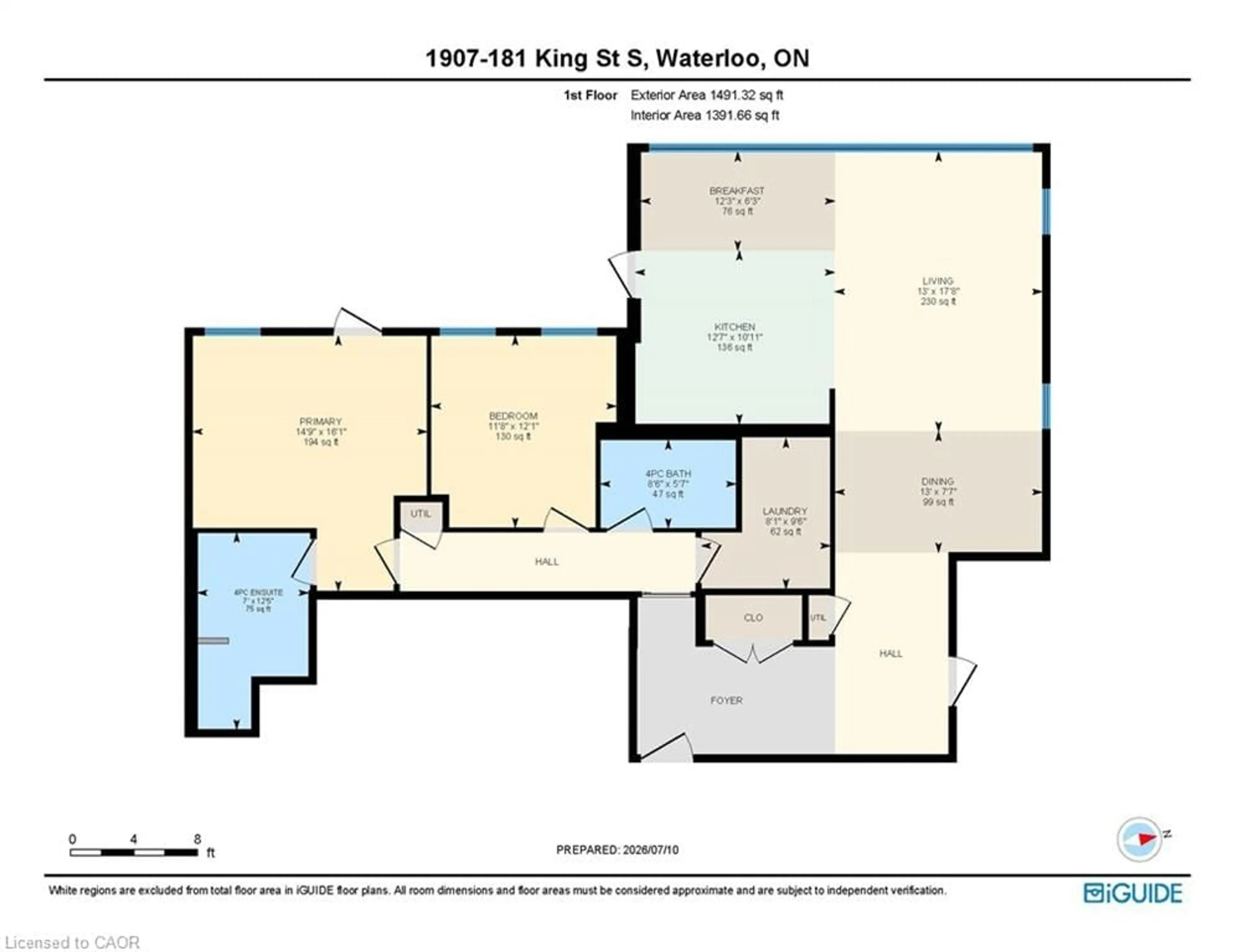 Floor plan for 181 King St #1907, Waterloo Ontario N2J 1P7