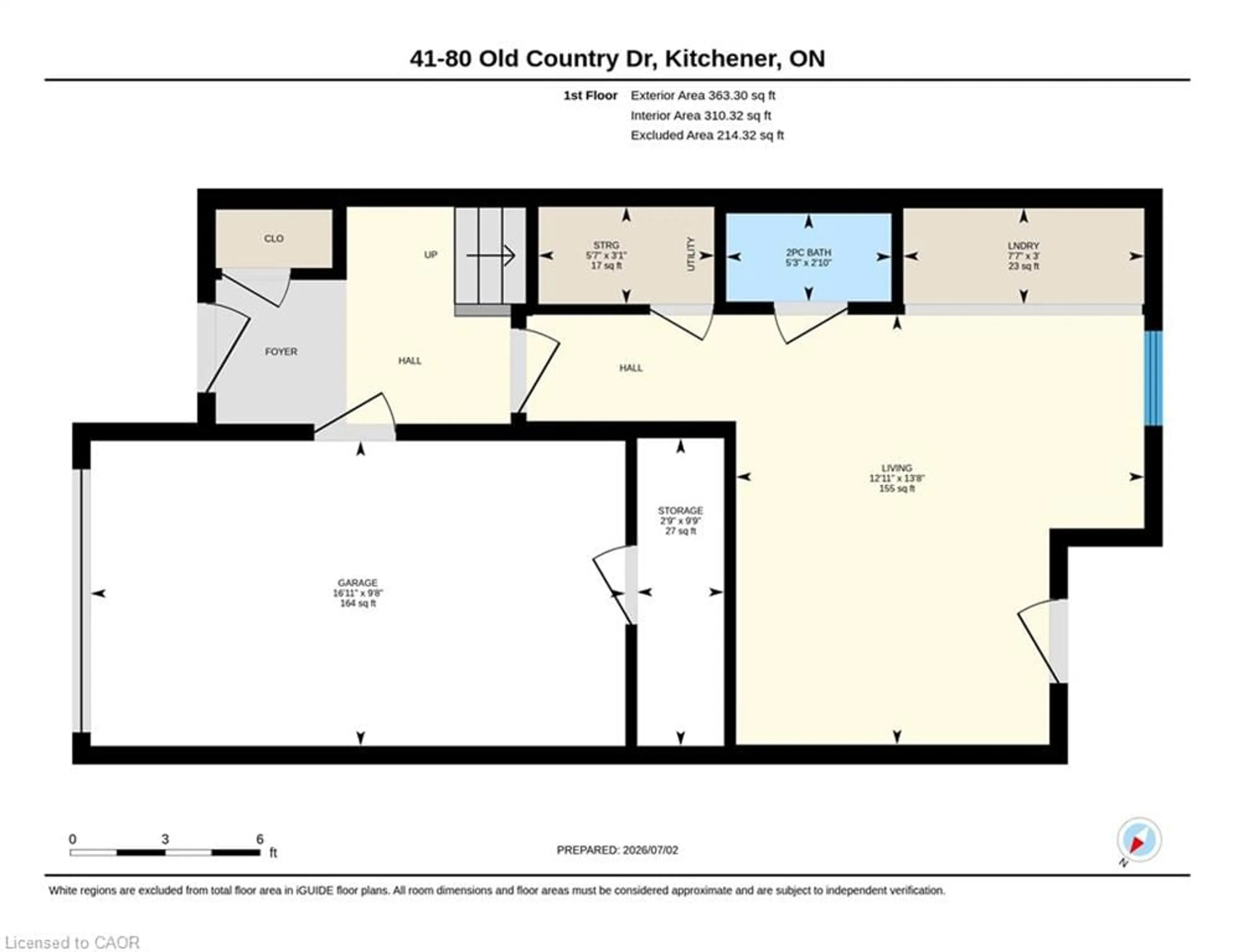 Floor plan for 80 Old Country Dr #41, Kitchener Ontario N2E 2E5