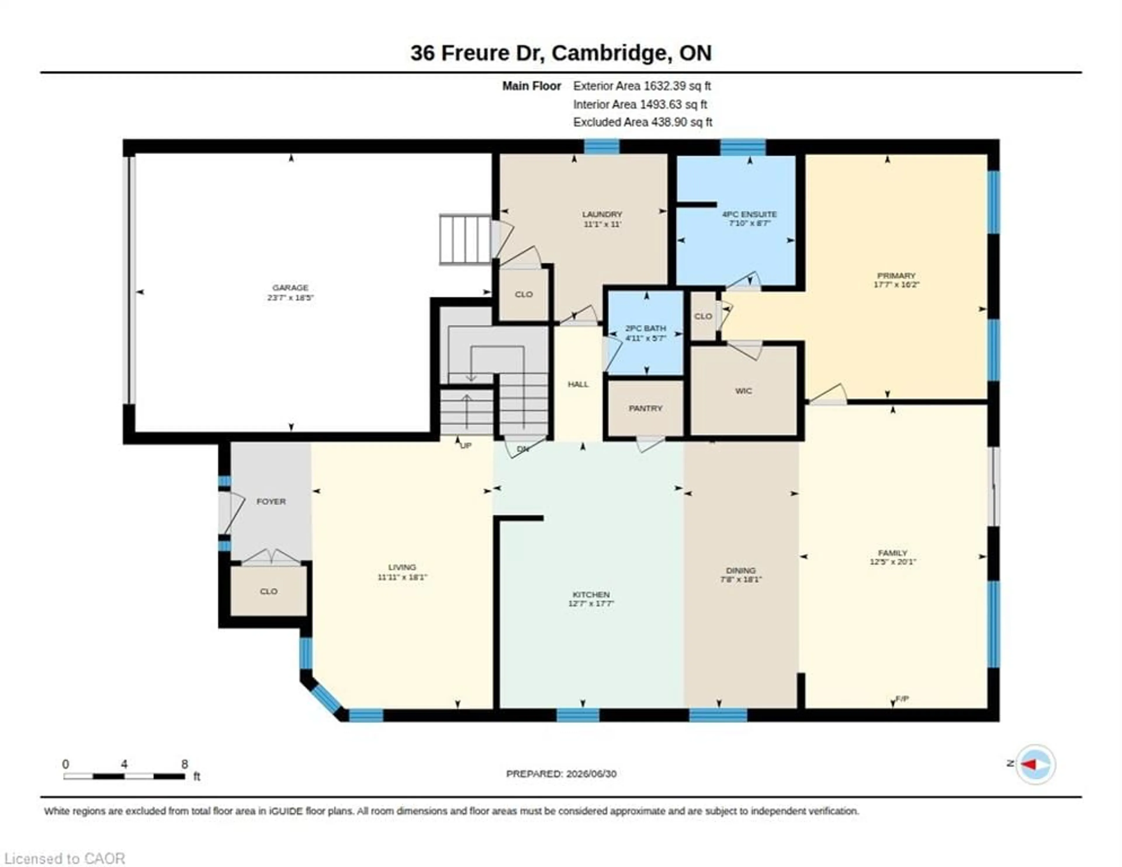 Floor plan for 36 Freure Dr, Cambridge Ontario N1S 0A2