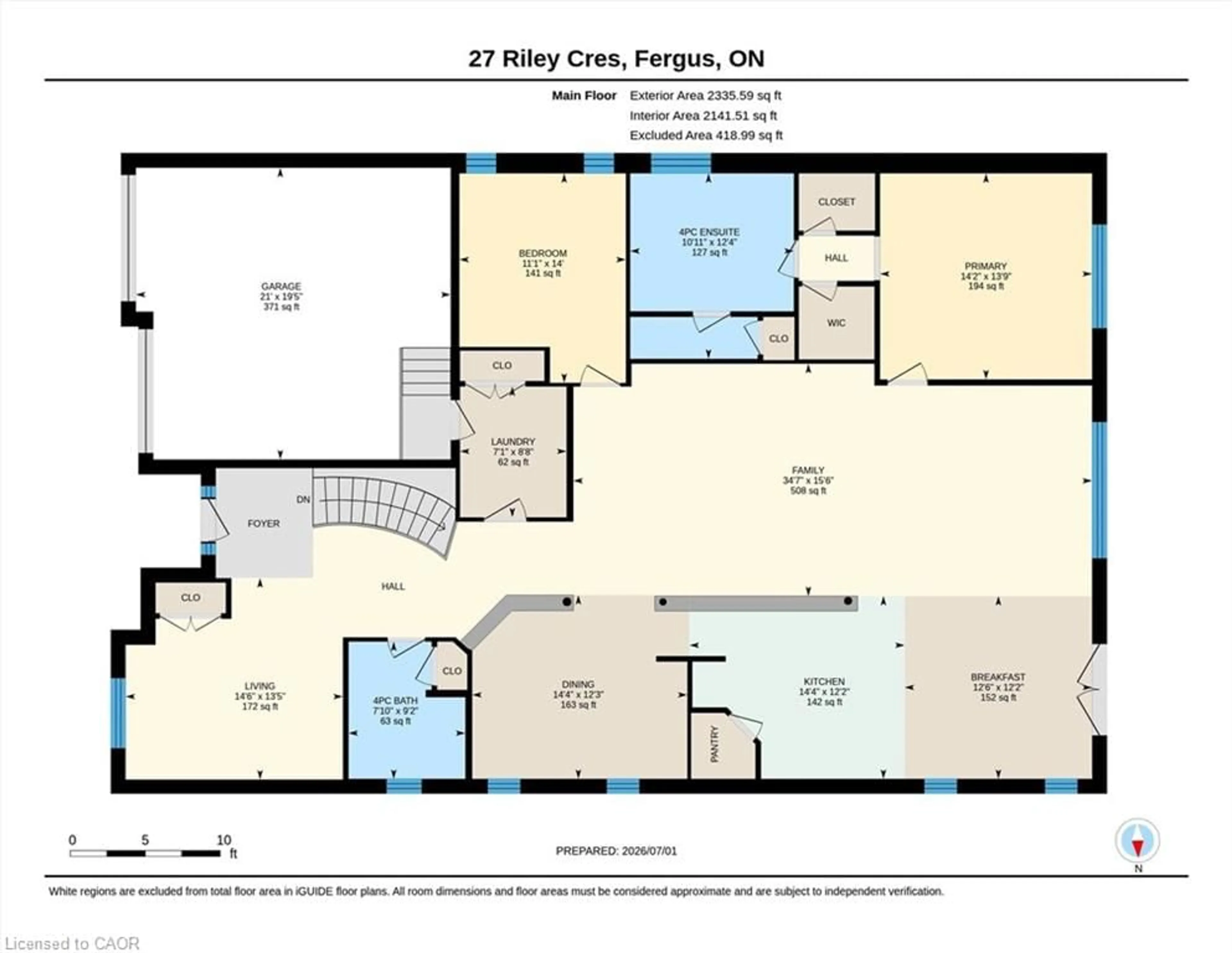 Floor plan for 27 Riley Cres, Fergus Ontario N1M 0C1