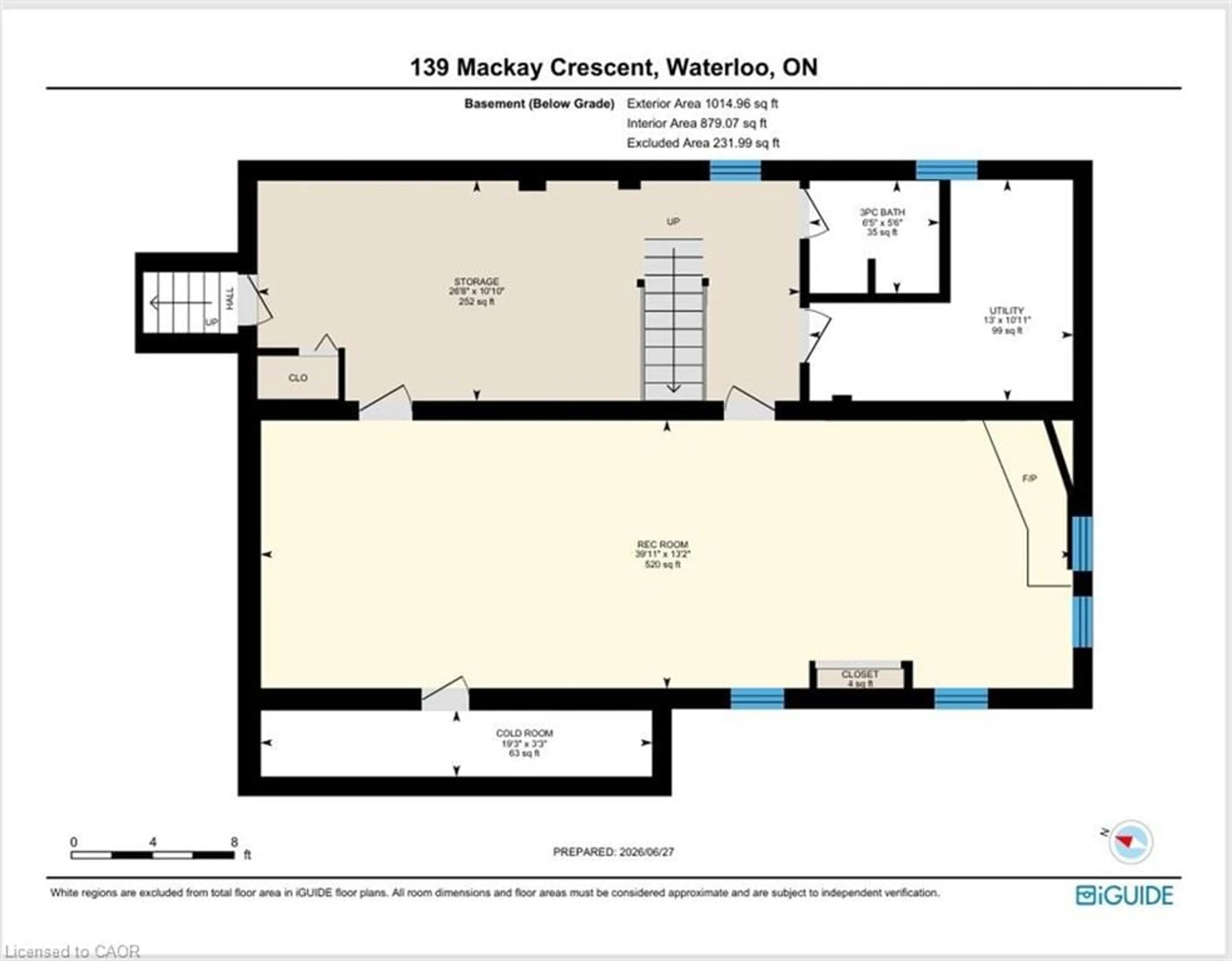 Floor plan for 139 Mackay Cres, Waterloo Ontario N2J 3K1
