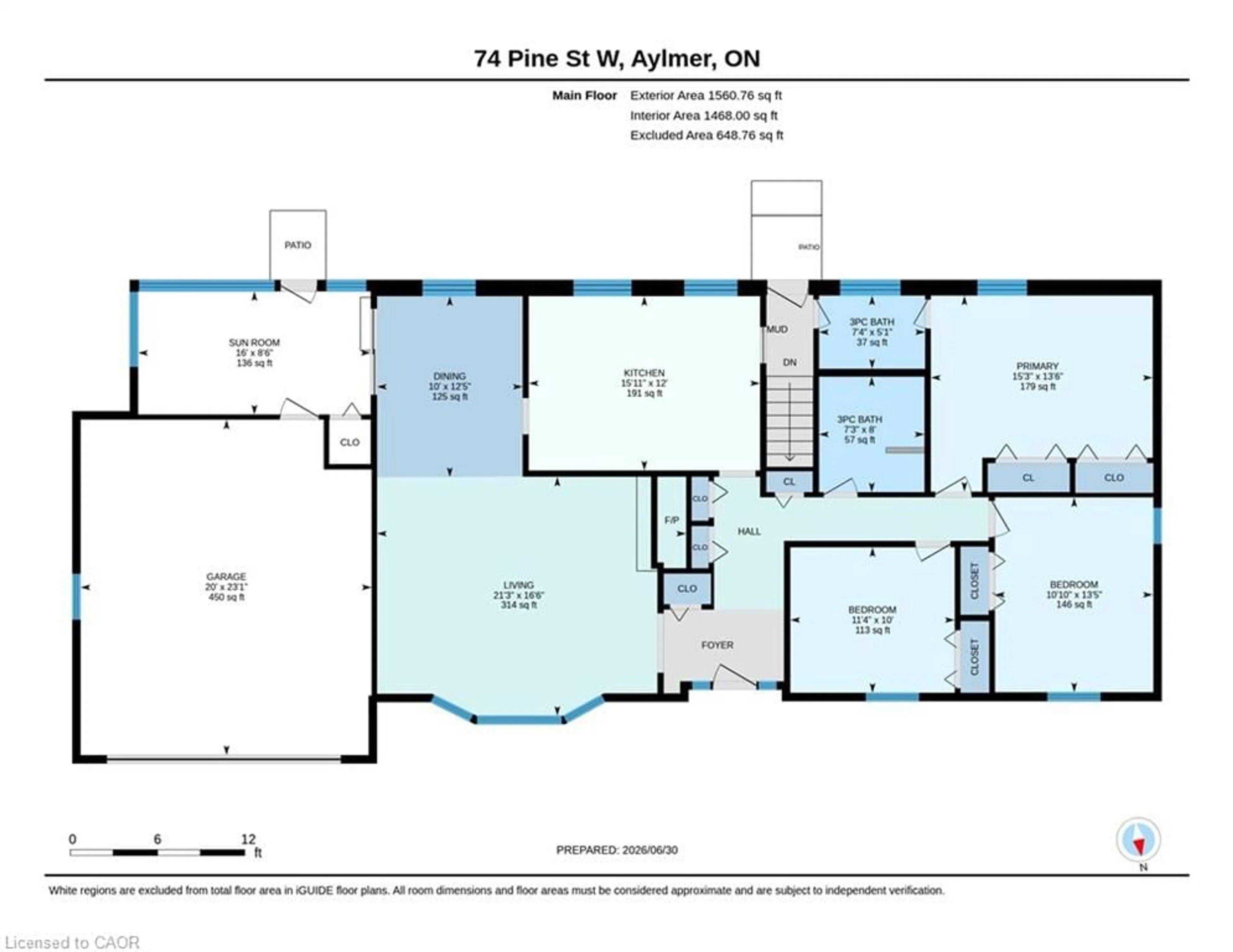 Floor plan for 74 Pine St, Aylmer Ontario N5H 1P3