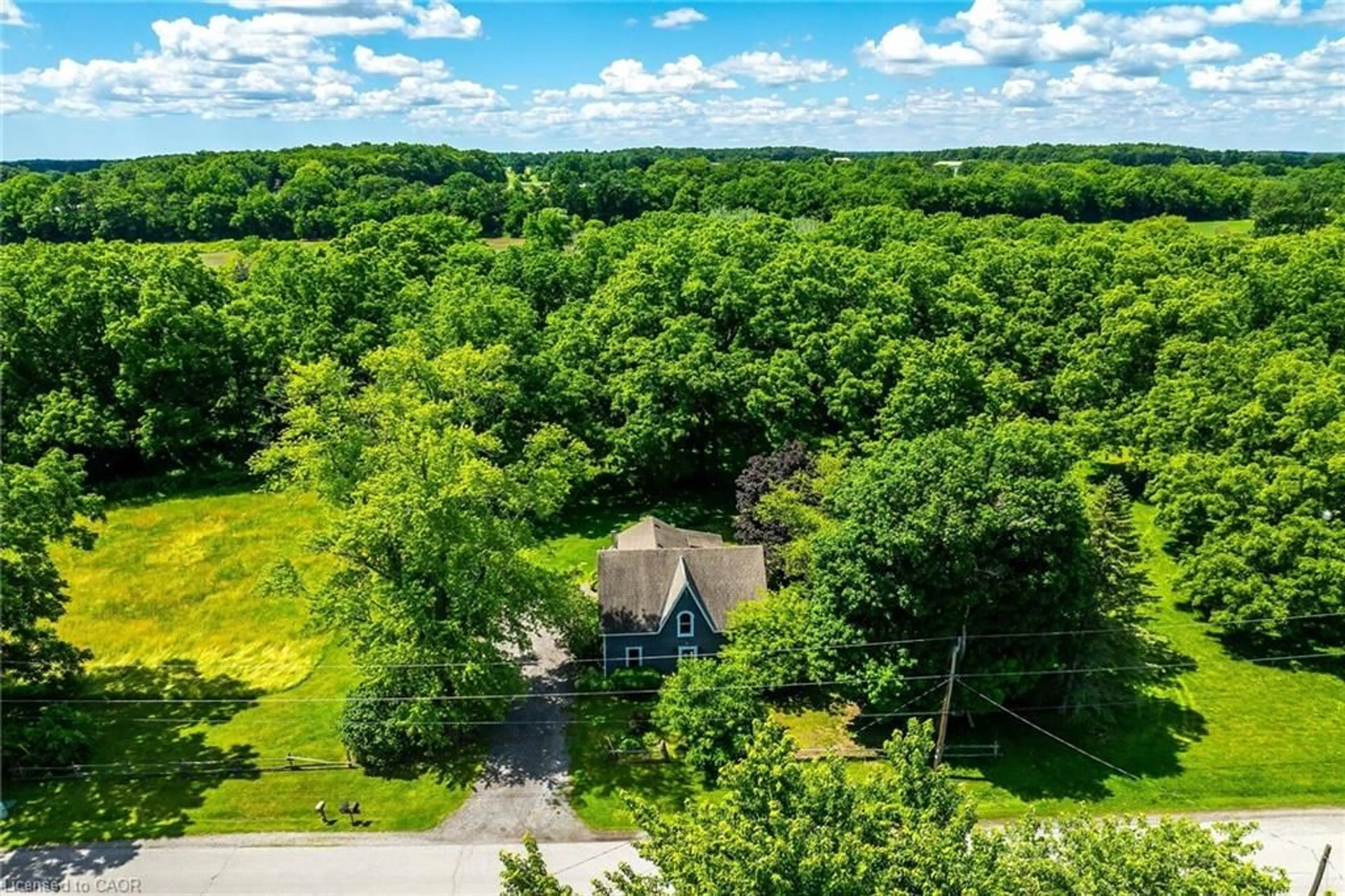 A pic from outside/outdoor area/front of a property/back of a property/a pic from drone, forest/trees view for 44 Sims Lock Rd, Caledonia Ontario N3W 1V8