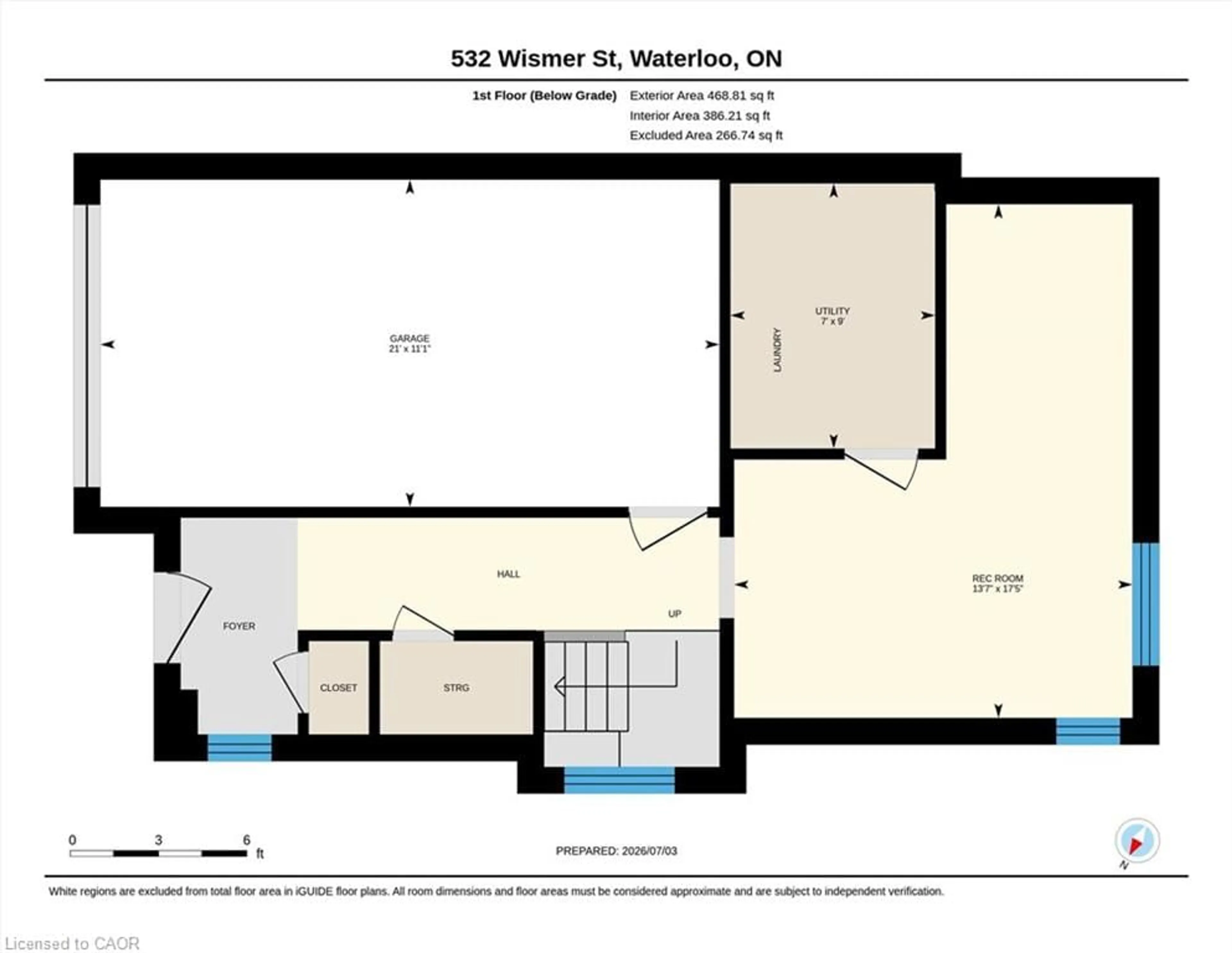 Floor plan for 532 Wismer St, Waterloo Ontario N2K 0E8