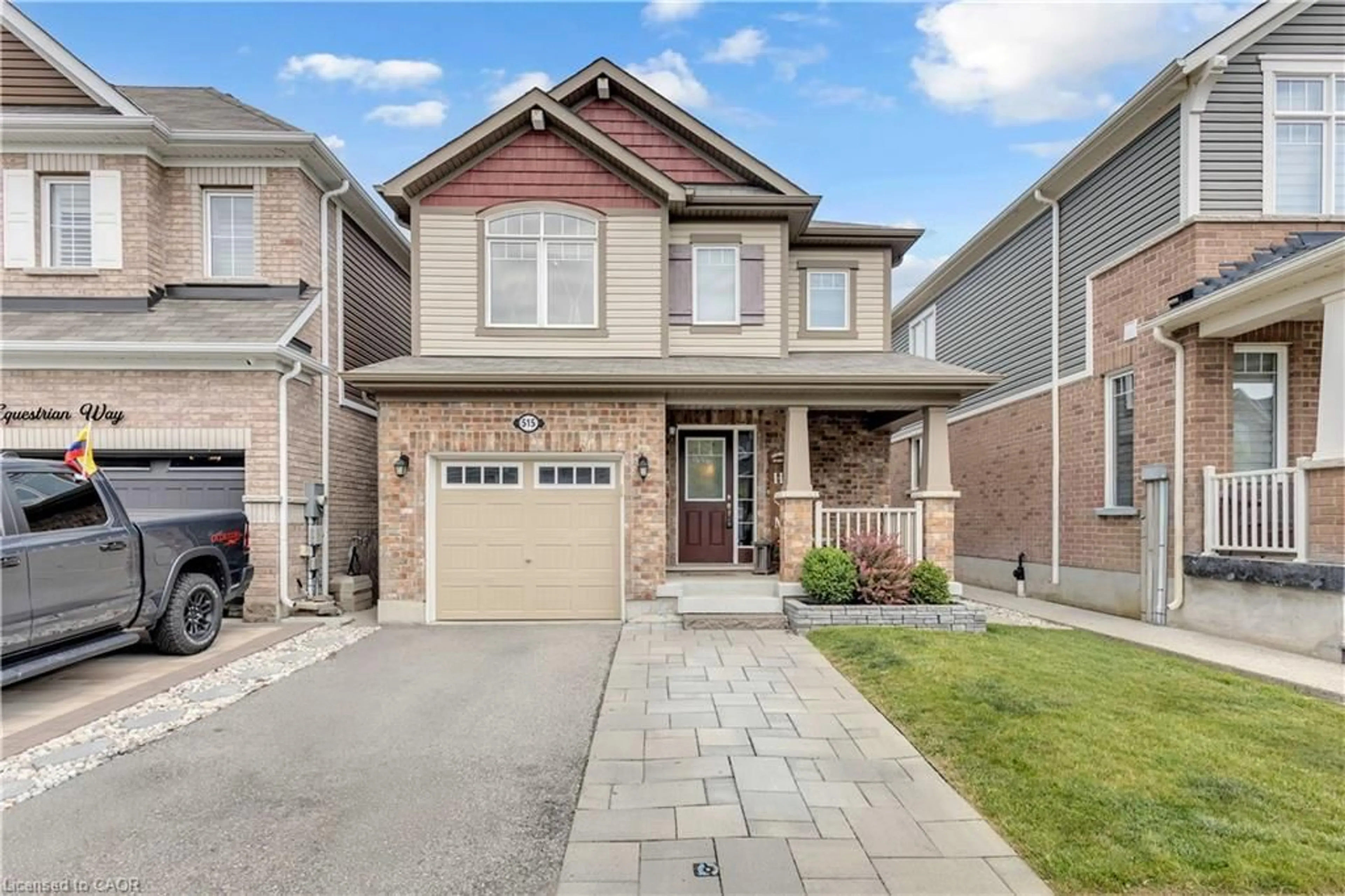 Home with brick exterior material, street for 515 Equestrian Way, Cambridge Ontario N3E 0B5