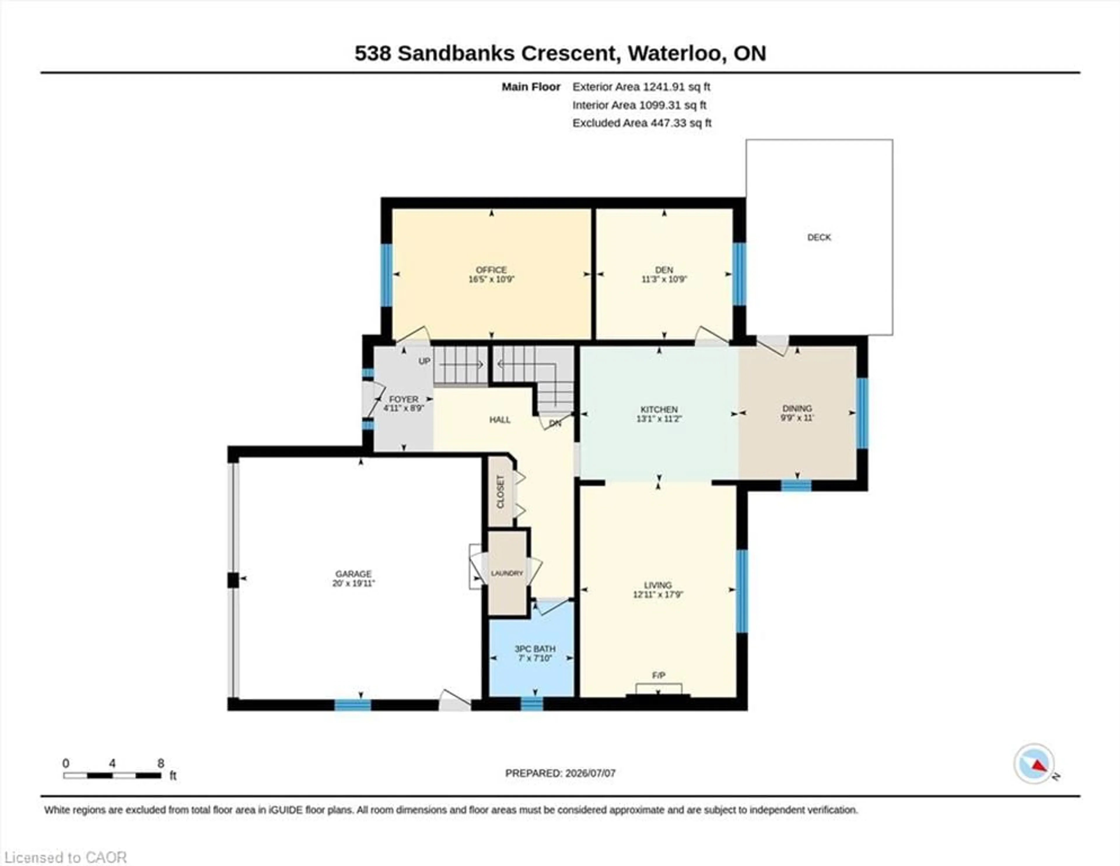 Floor plan for 538 Sandbanks Cres, Waterloo Ontario N2V 2K2