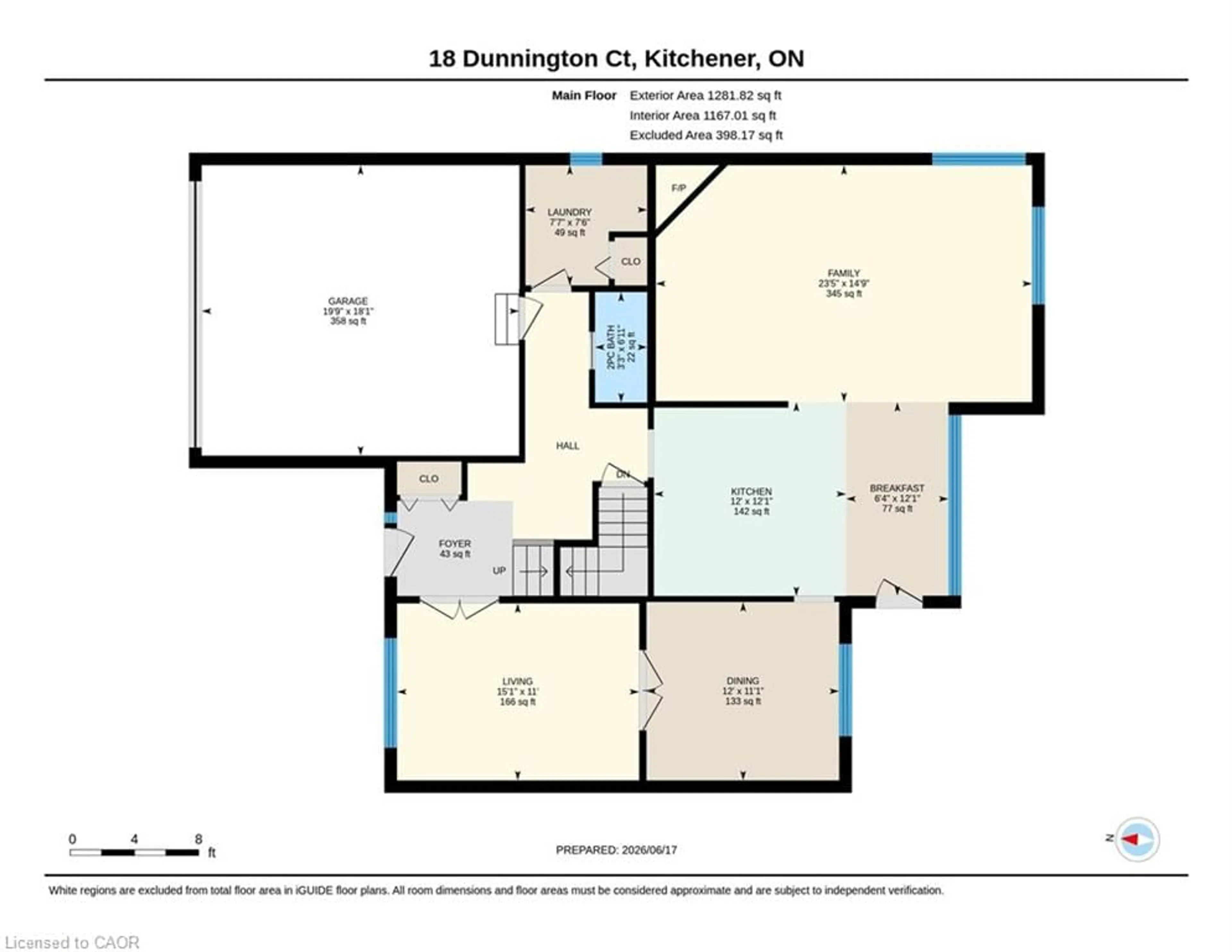Floor plan for 18 Dunnington Crt, Kitchener Ontario N2A 3M5