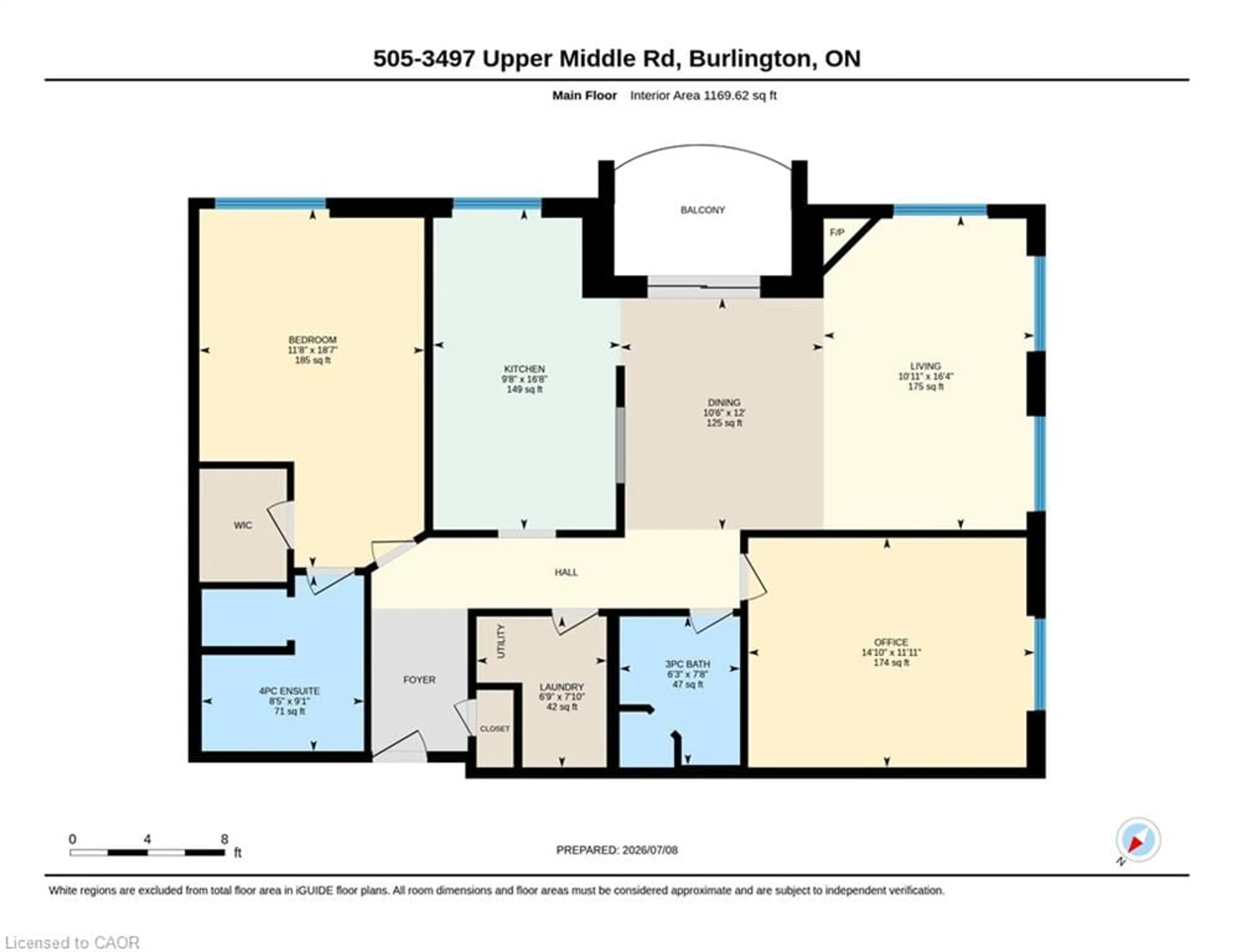 Floor plan for 3497 Upper Middle Rd #505, Burlington Ontario L7M 4T6
