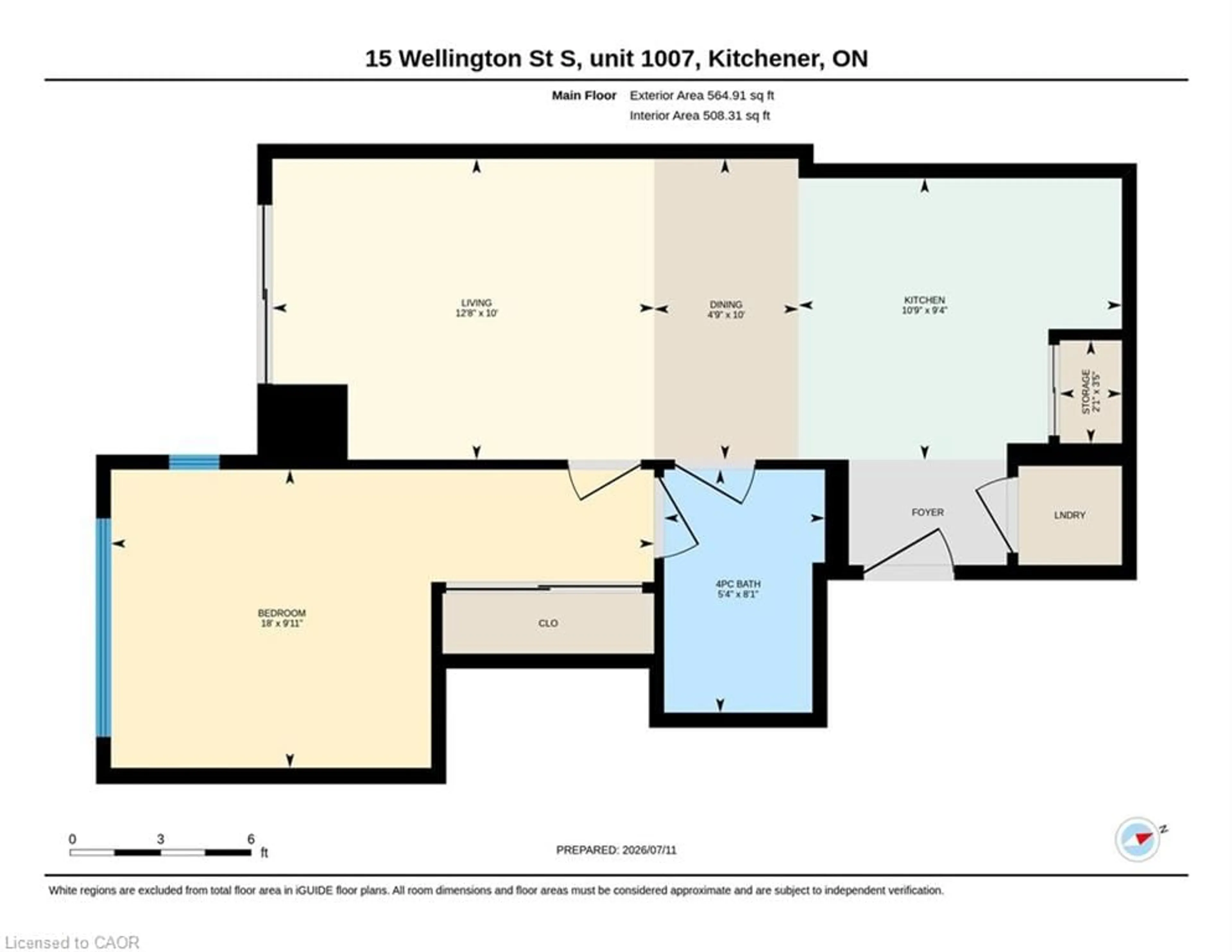 Floor plan for 15 Wellington St #1007, Kitchener Ontario N2G 0E4
