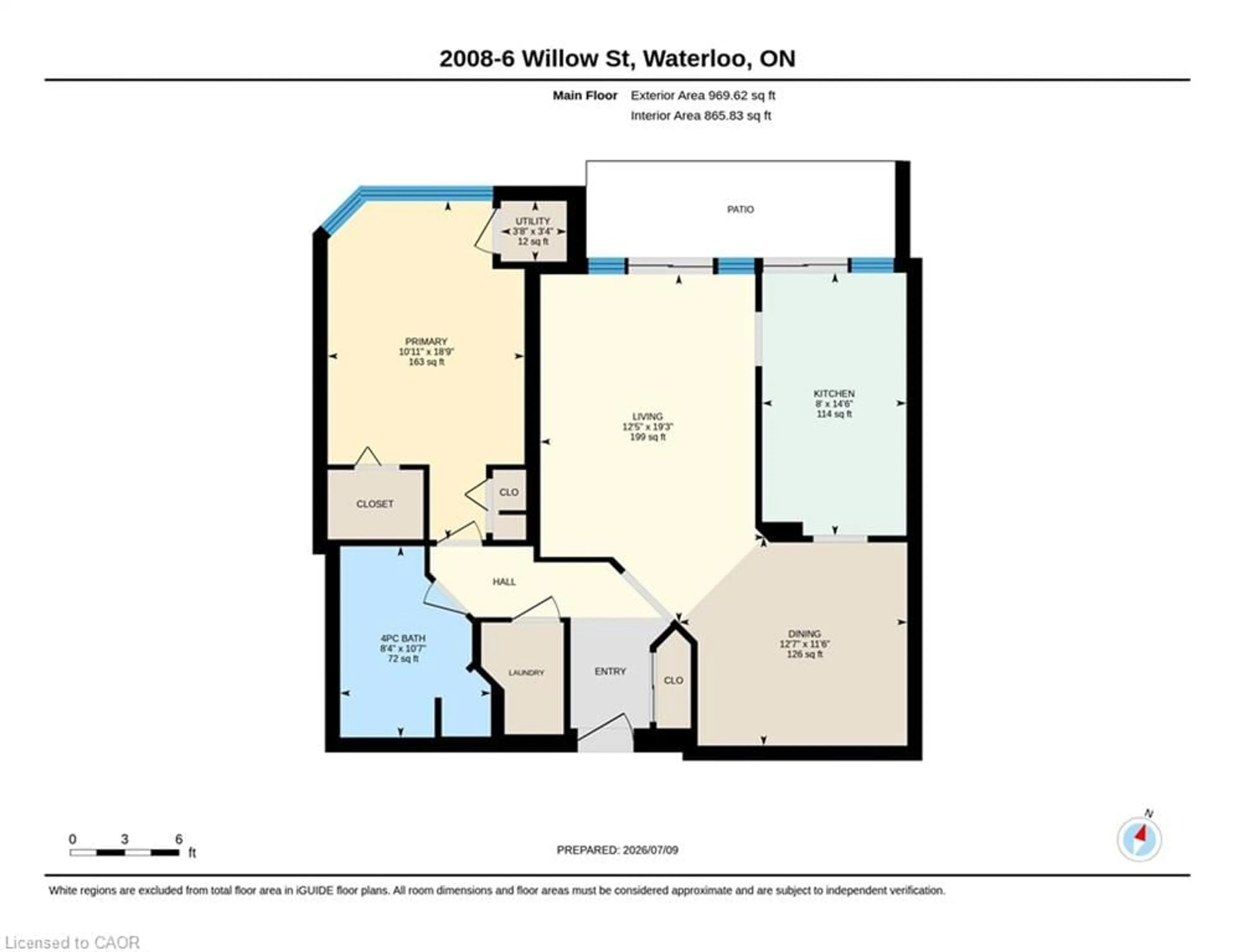 Floor plan for 6 Willow St #2008, Waterloo Ontario N2J 4S3