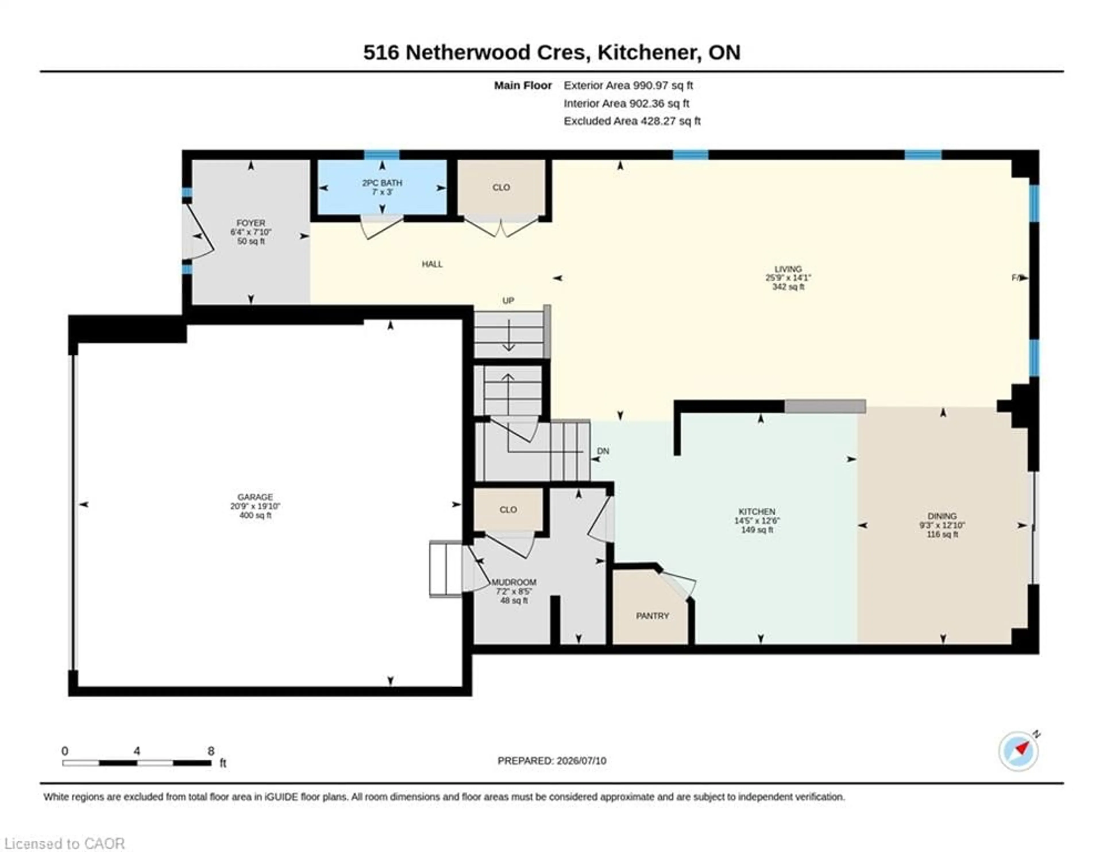 Floor plan for 516 Netherwood Cres, Kitchener Ontario N2P 0B6