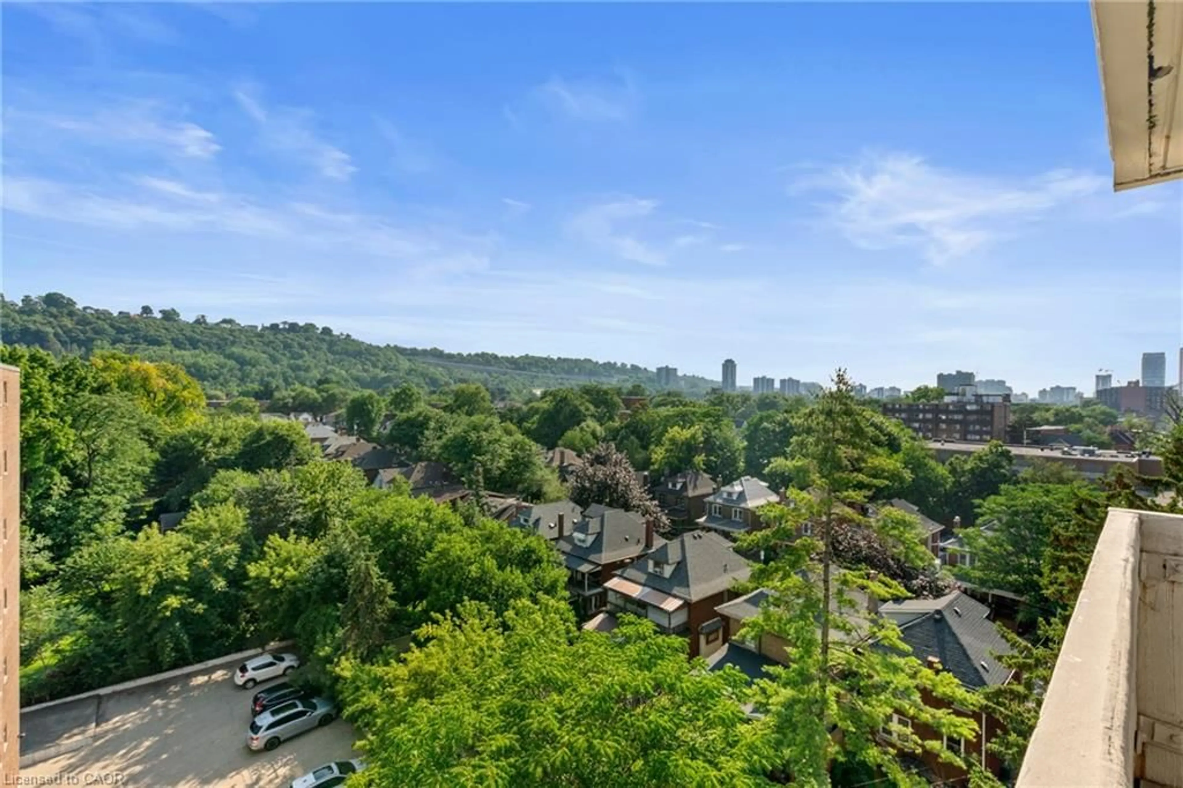 A pic from outside/outdoor area/front of a property/back of a property/a pic from drone, city buildings view from balcony for 432 Main St #801, Hamilton Ontario L8N 1J9