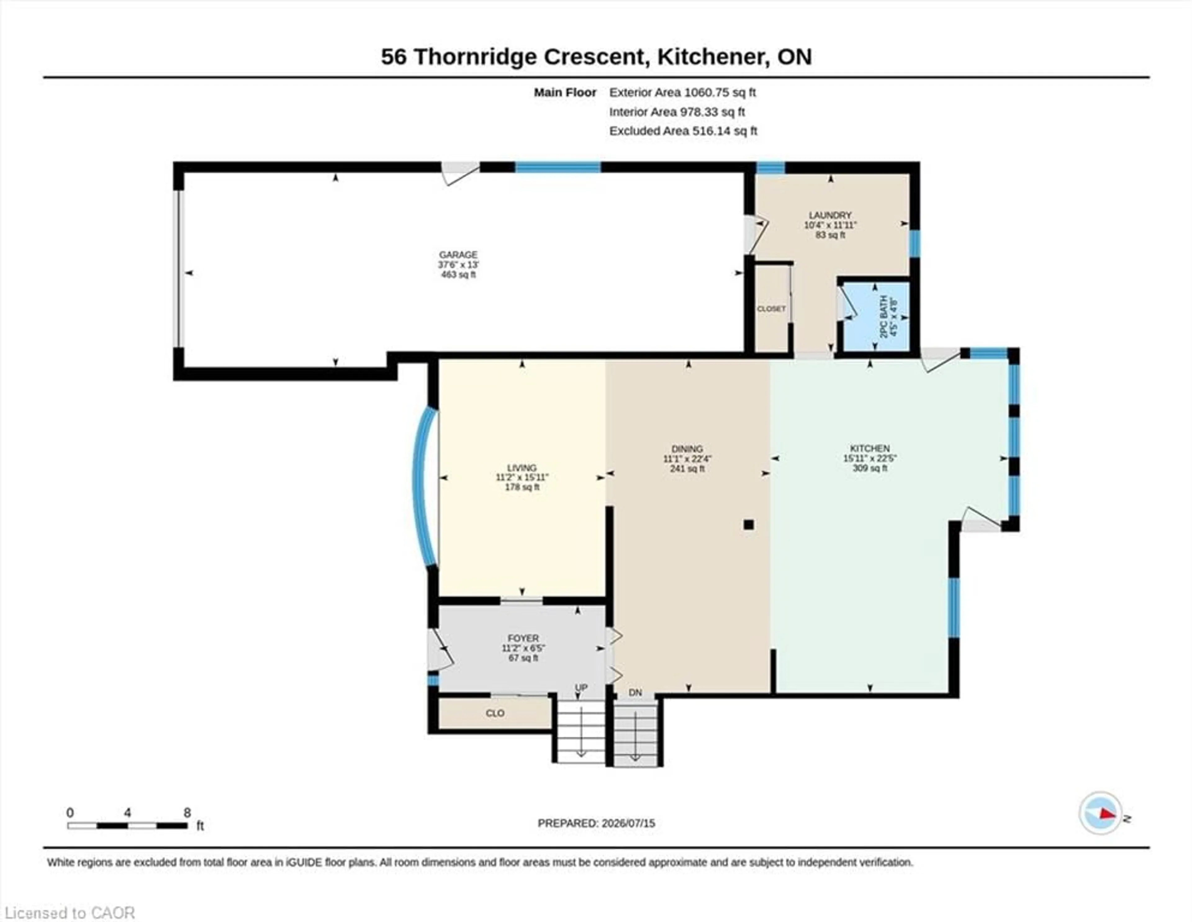 Floor plan for 56 Thornridge Cres, Kitchener Ontario N2M 4W1
