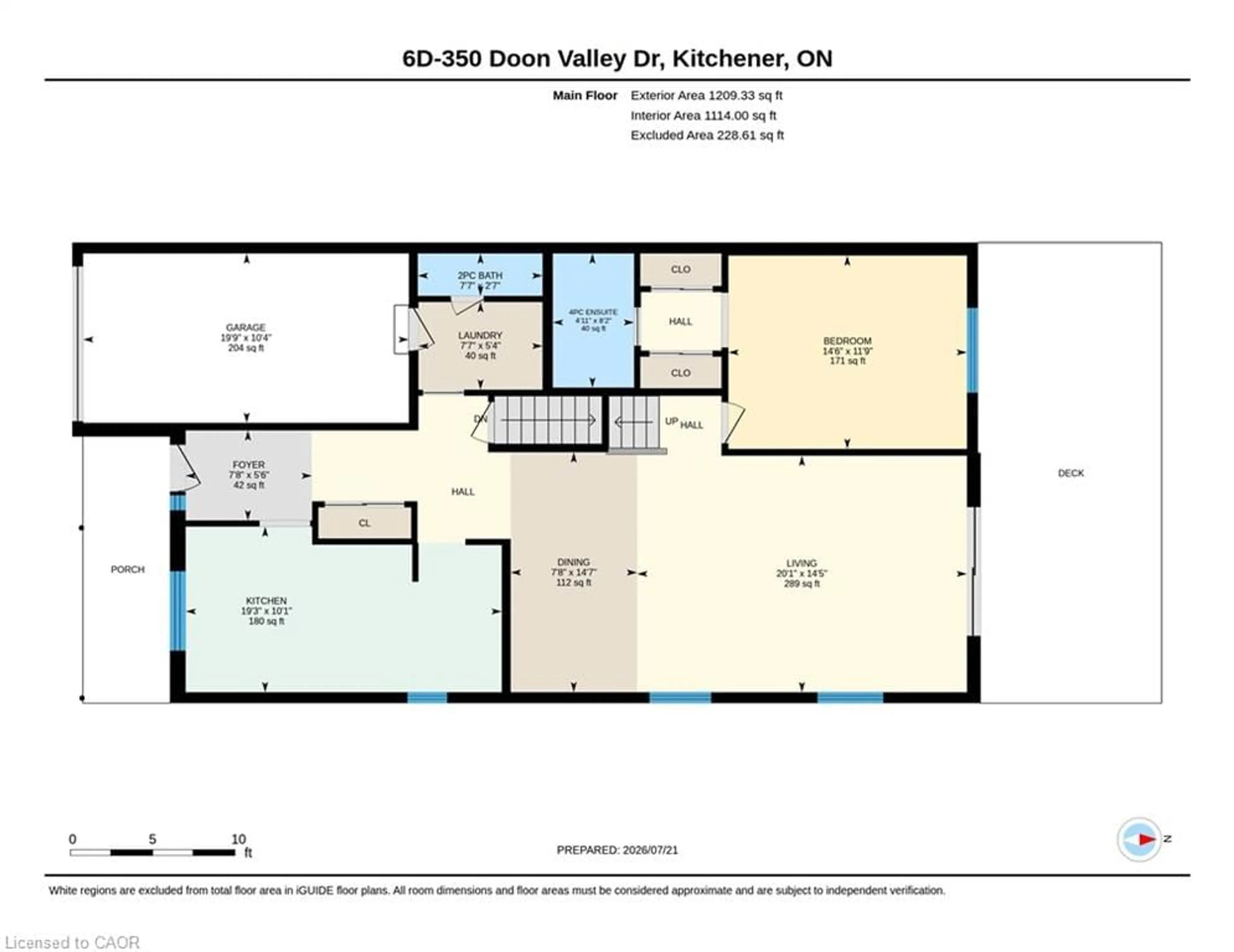Floor plan for 350 Doon Valley Dr #6D, Kitchener Ontario N2P 2M9