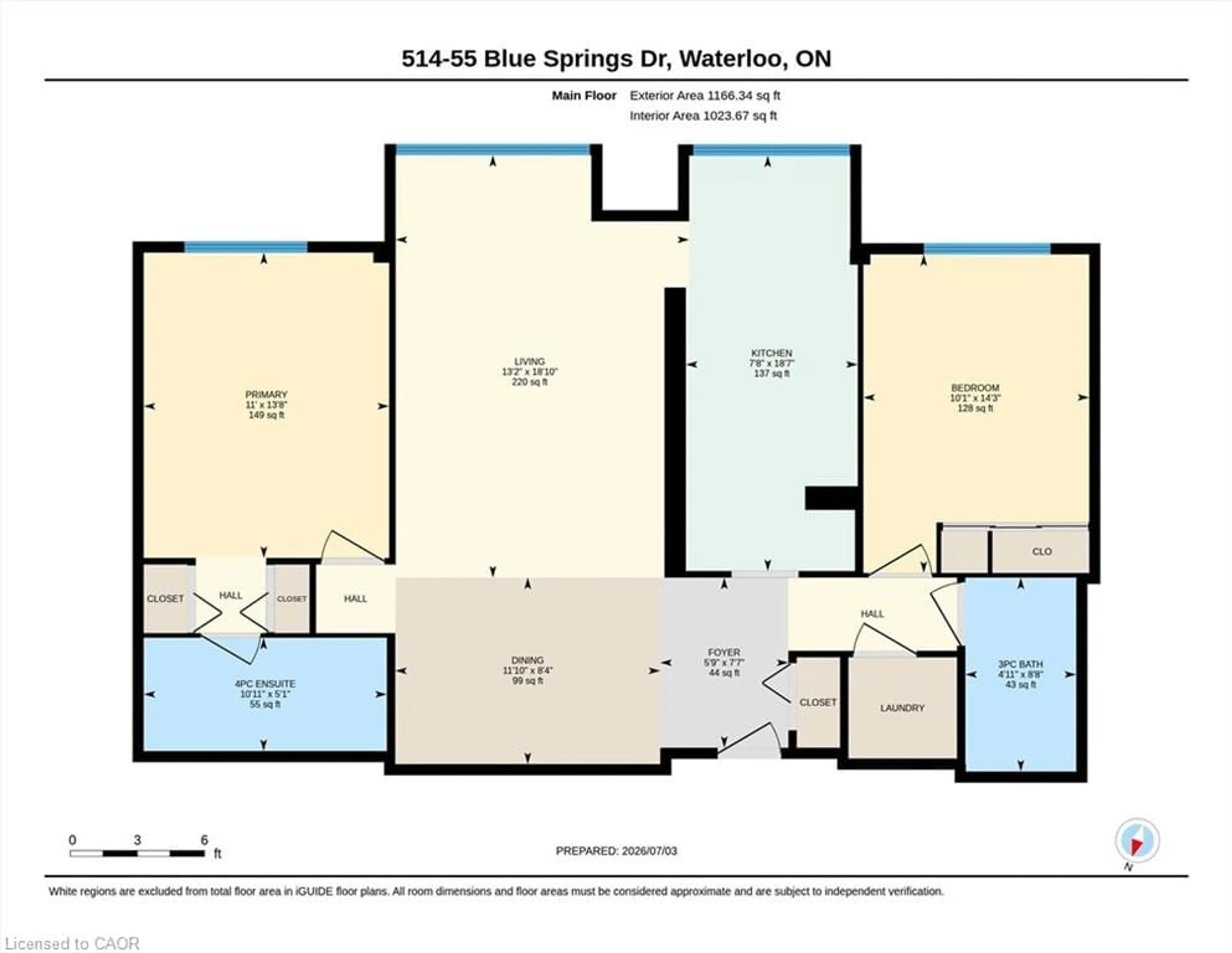 Floor plan for 55 Blue Springs Dr #514, Waterloo Ontario N2J 4T3