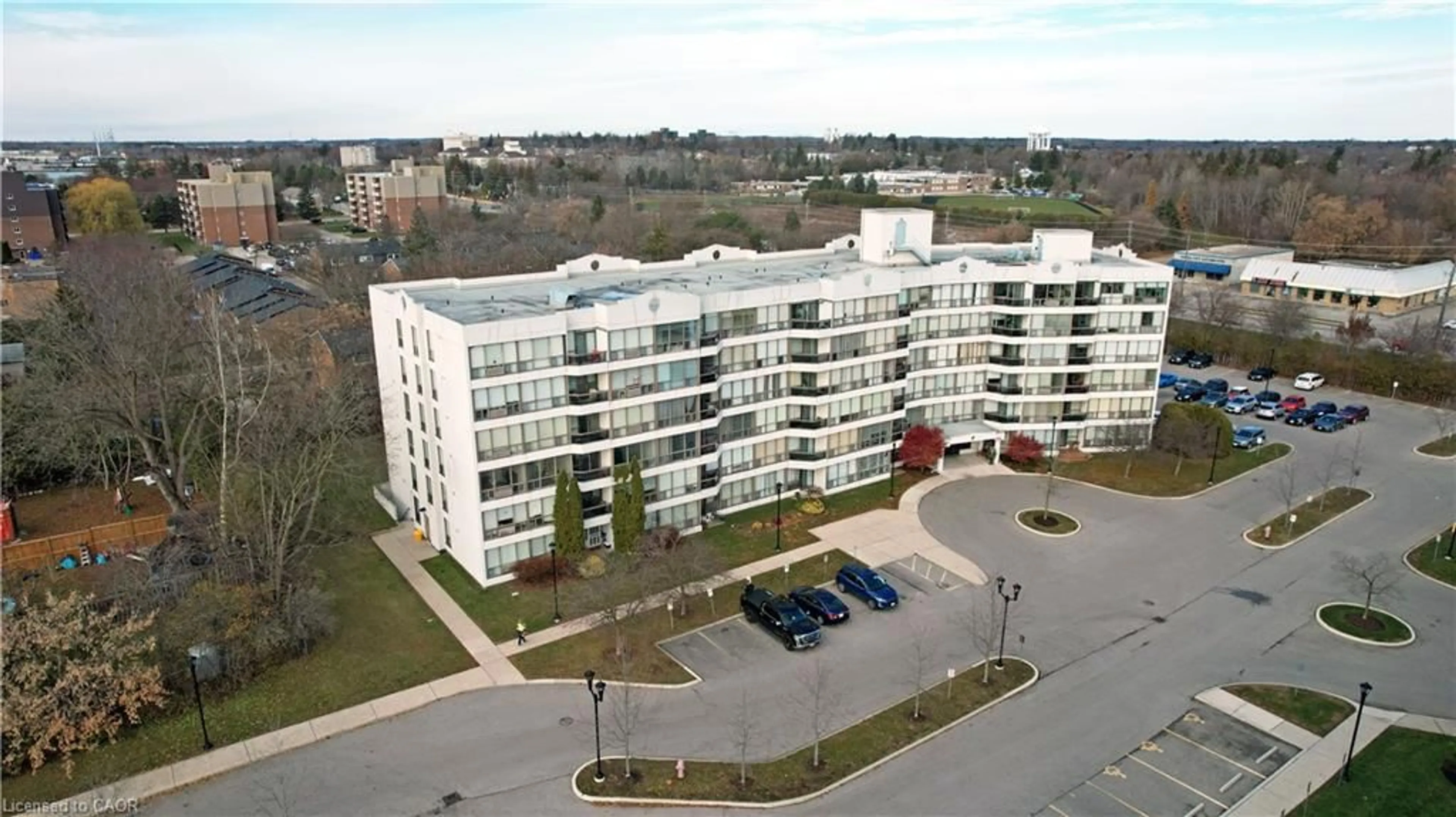 A pic from outside/outdoor area/front of a property/back of a property/a pic from drone, building for 107 Bagot St #411, Guelph Ontario N1H 8H5