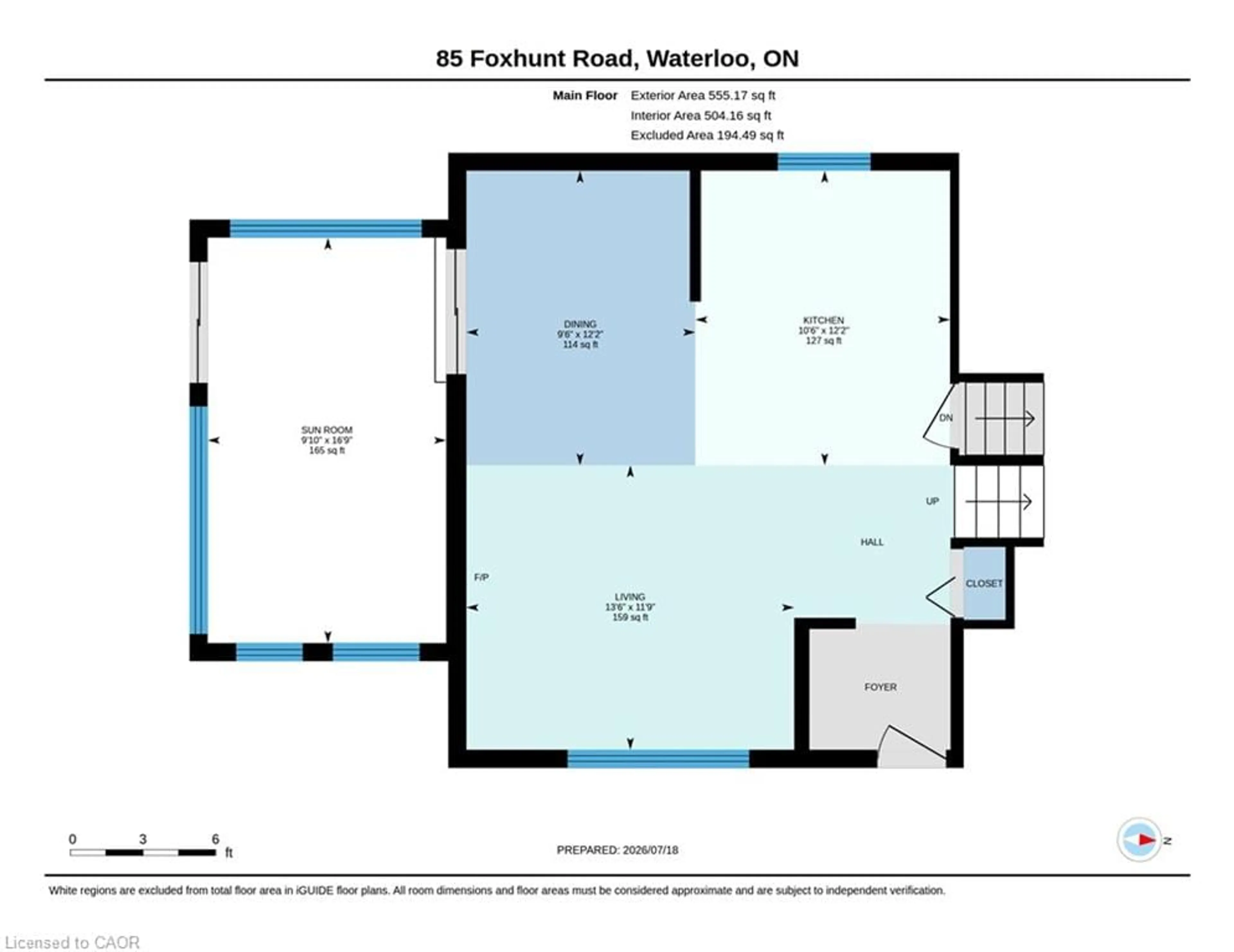 Floor plan for 85 Foxhunt Rd, Waterloo Ontario N2K 2R8