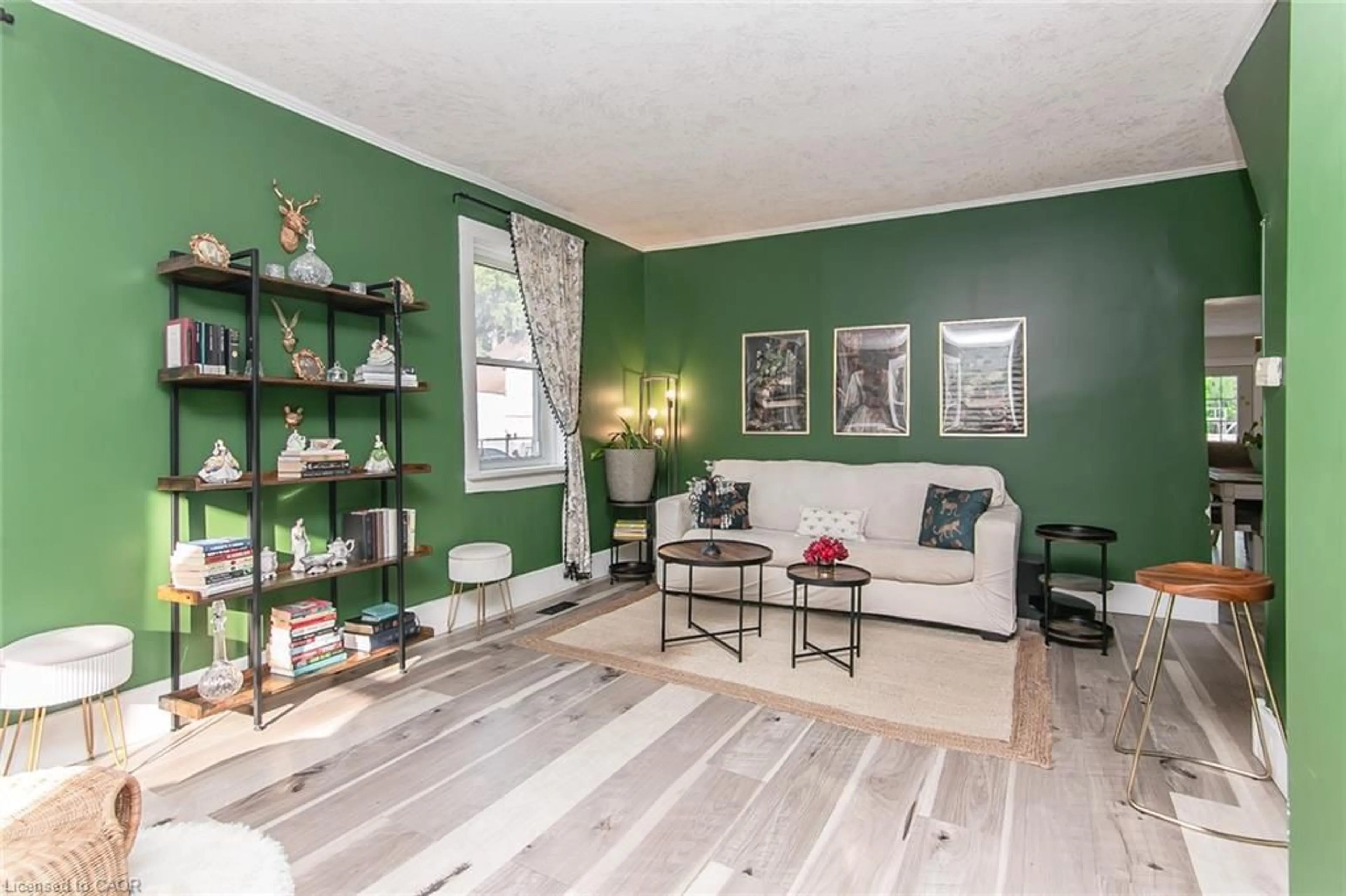 Living room with furniture, wood/laminate floor for 393 Huron St, New Hamburg Ontario N3A 1K5