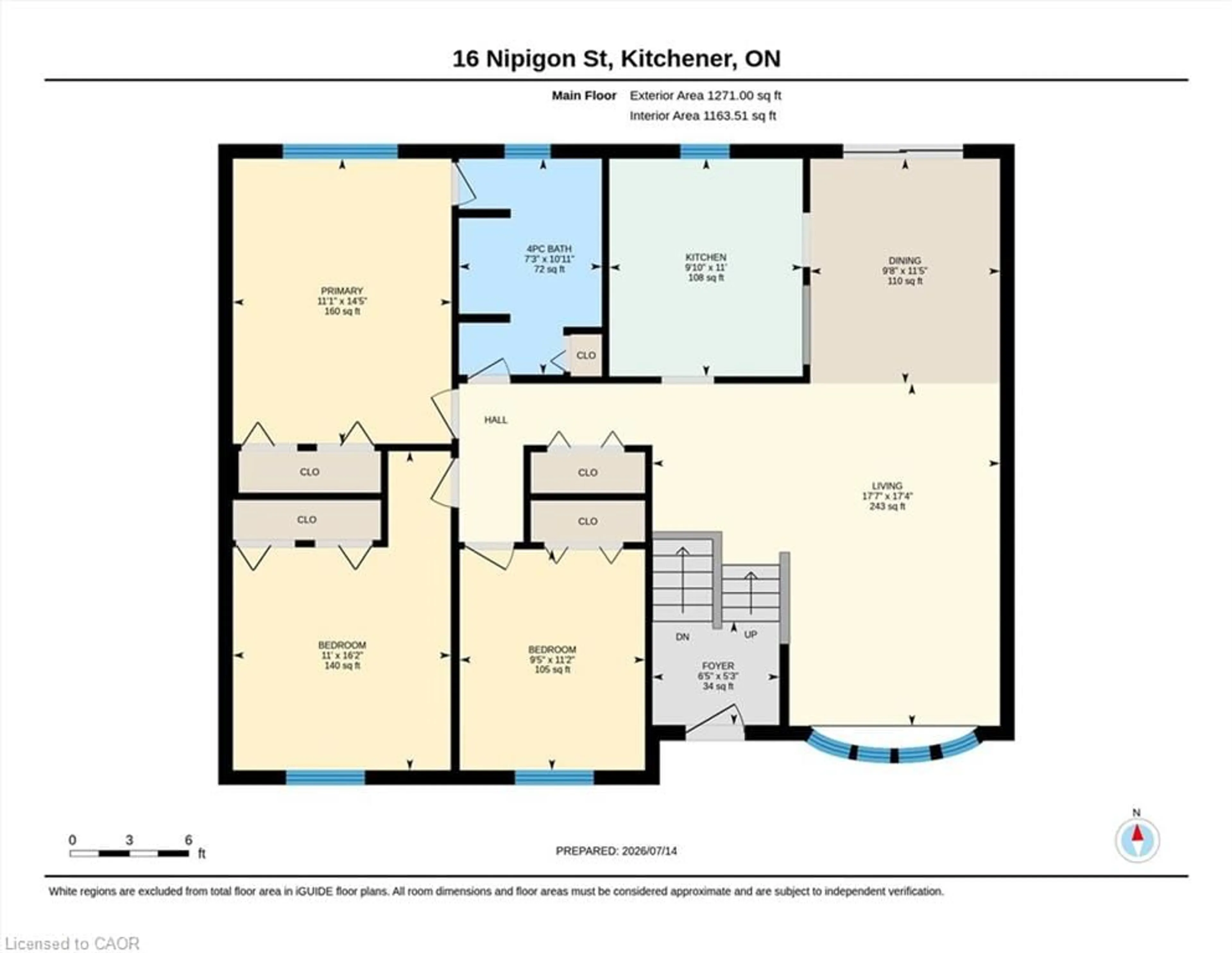 Floor plan for St, Kitchener Ontario N2B 3M3