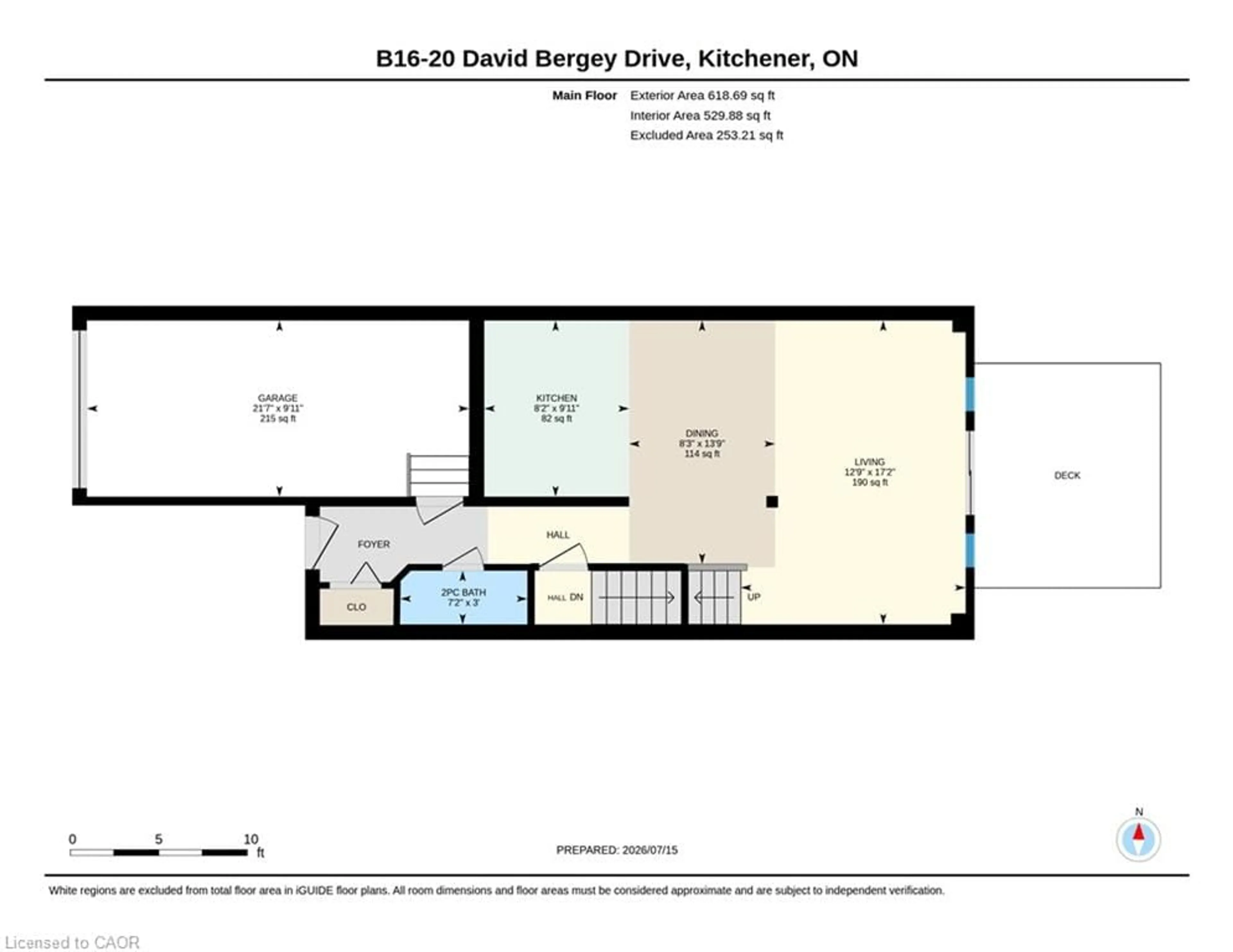 Floor plan for 20 David Bergey Dr #B16, Kitchener Ontario N2E 0B1