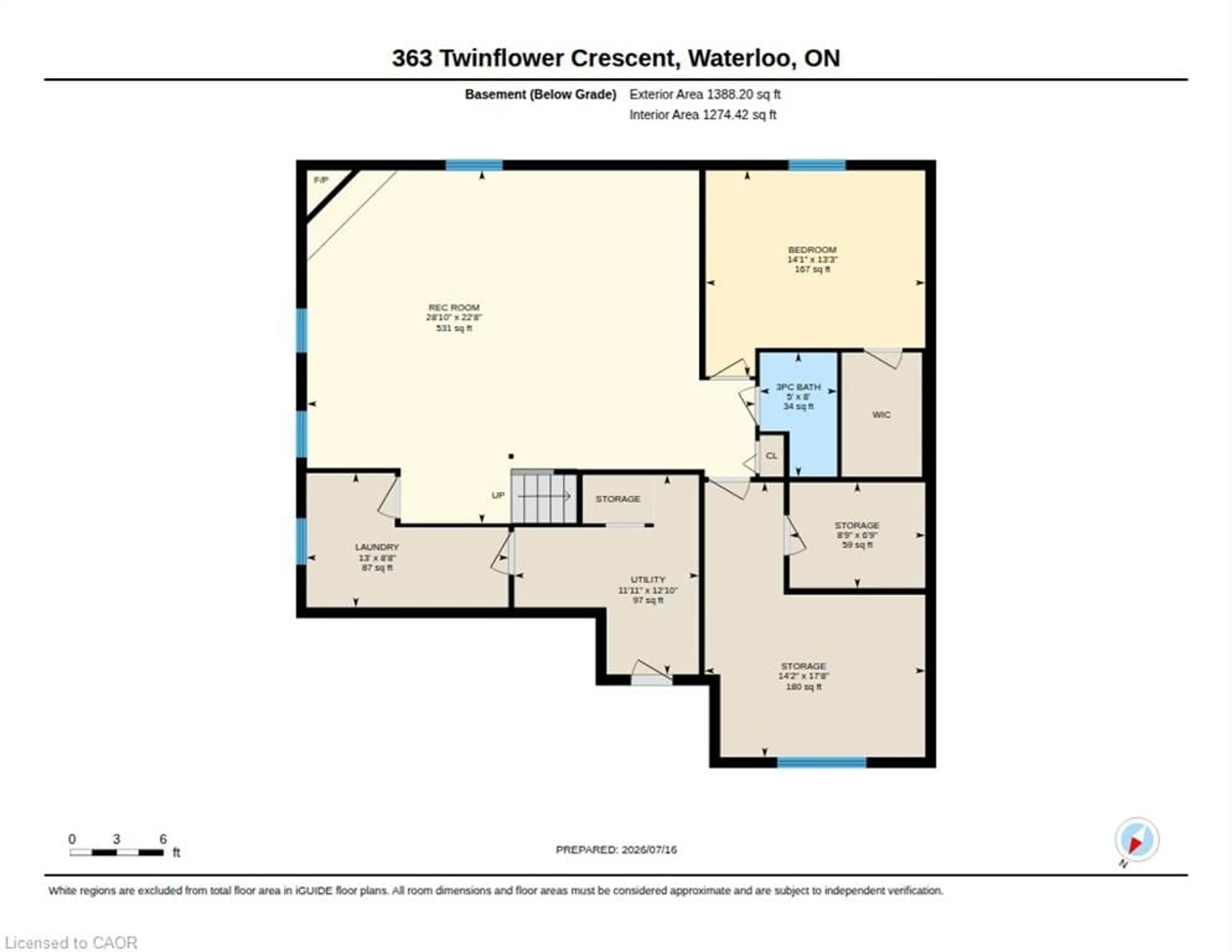 Floor plan for 363 Twinflower Cres, Waterloo Ontario N2V 1X2