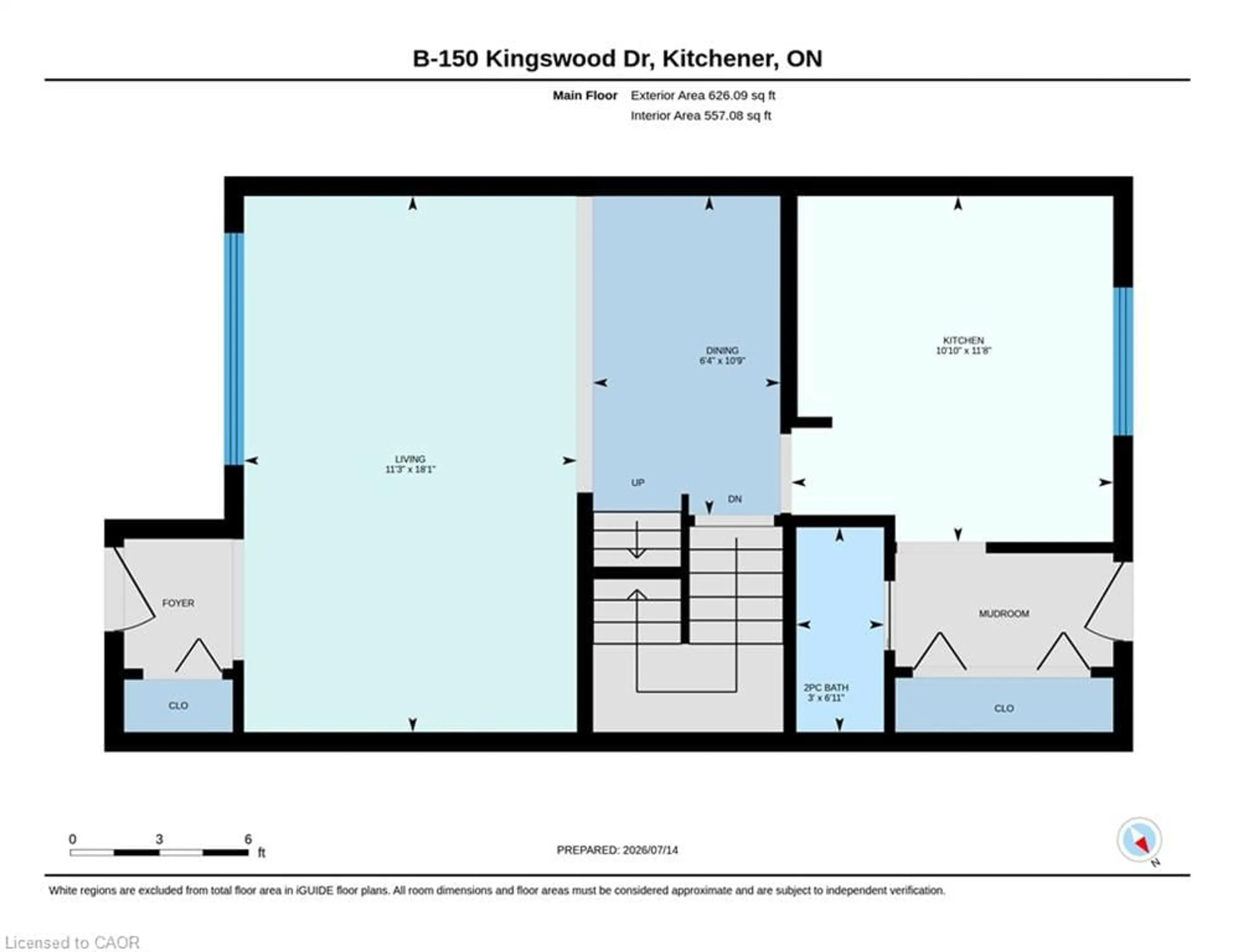 Floor plan for 150 Kingswood Dr #B, Kitchener Ontario N2E 1S9